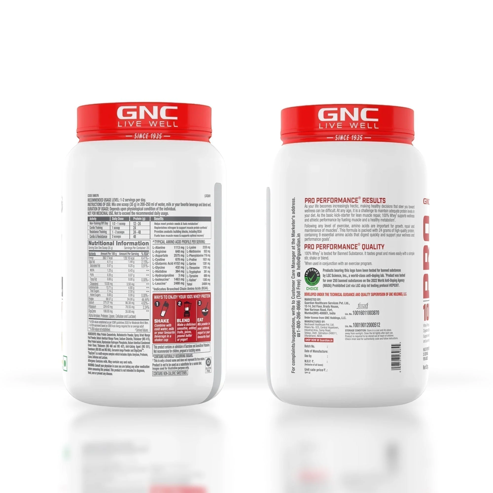 GNC Pro Performance 100% Whey Protein Powder | Boosts Strength & Endurance | Builds Lean Muscles | Fastens Muscle Recovery | Formulated In USA | 24g Protein | 5.5g BCAA | Mango Smoothie | 2 lbs - Image 2