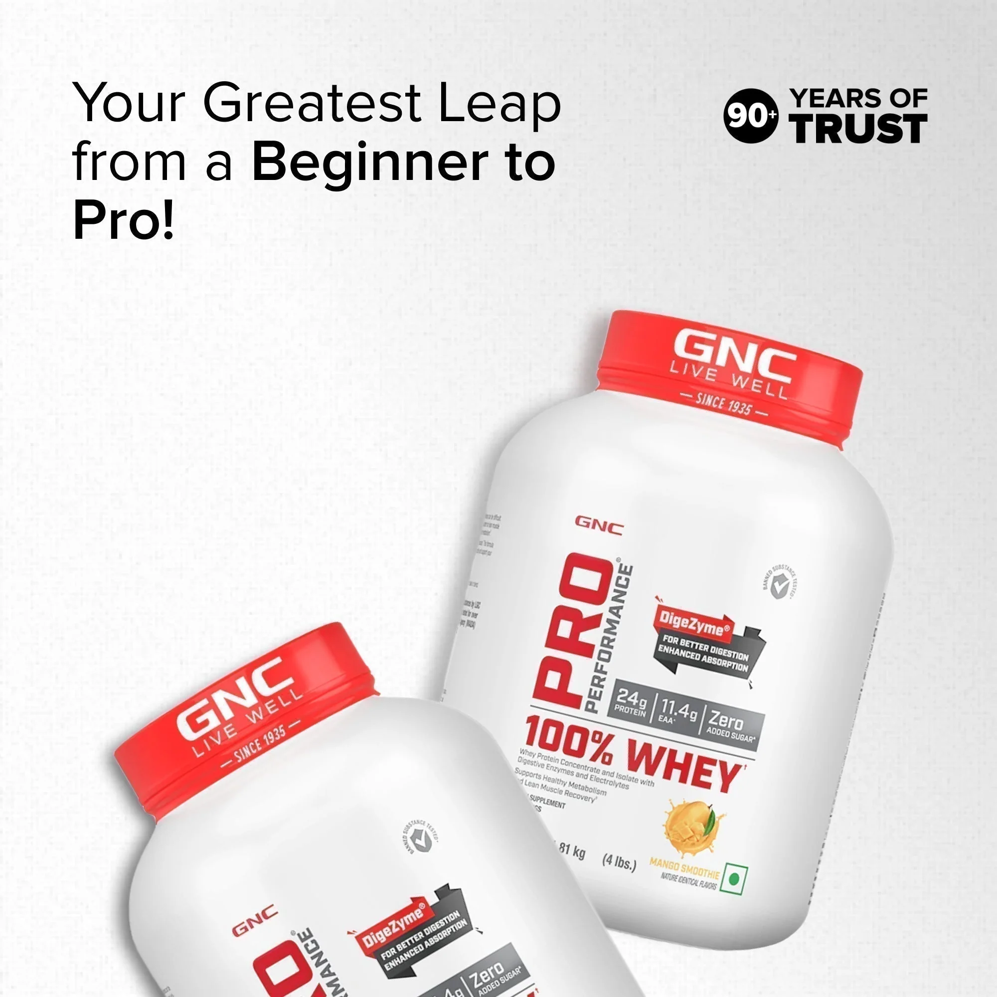 GNC Pro Performance 100% Whey Protein Powder | Boosts Strength & Endurance | Builds Lean Muscles | Fastens Muscle Recovery | Formulated In USA | 24g Protein | 5.5g BCAA | Mango Smoothie | 2 lbs - Image 5