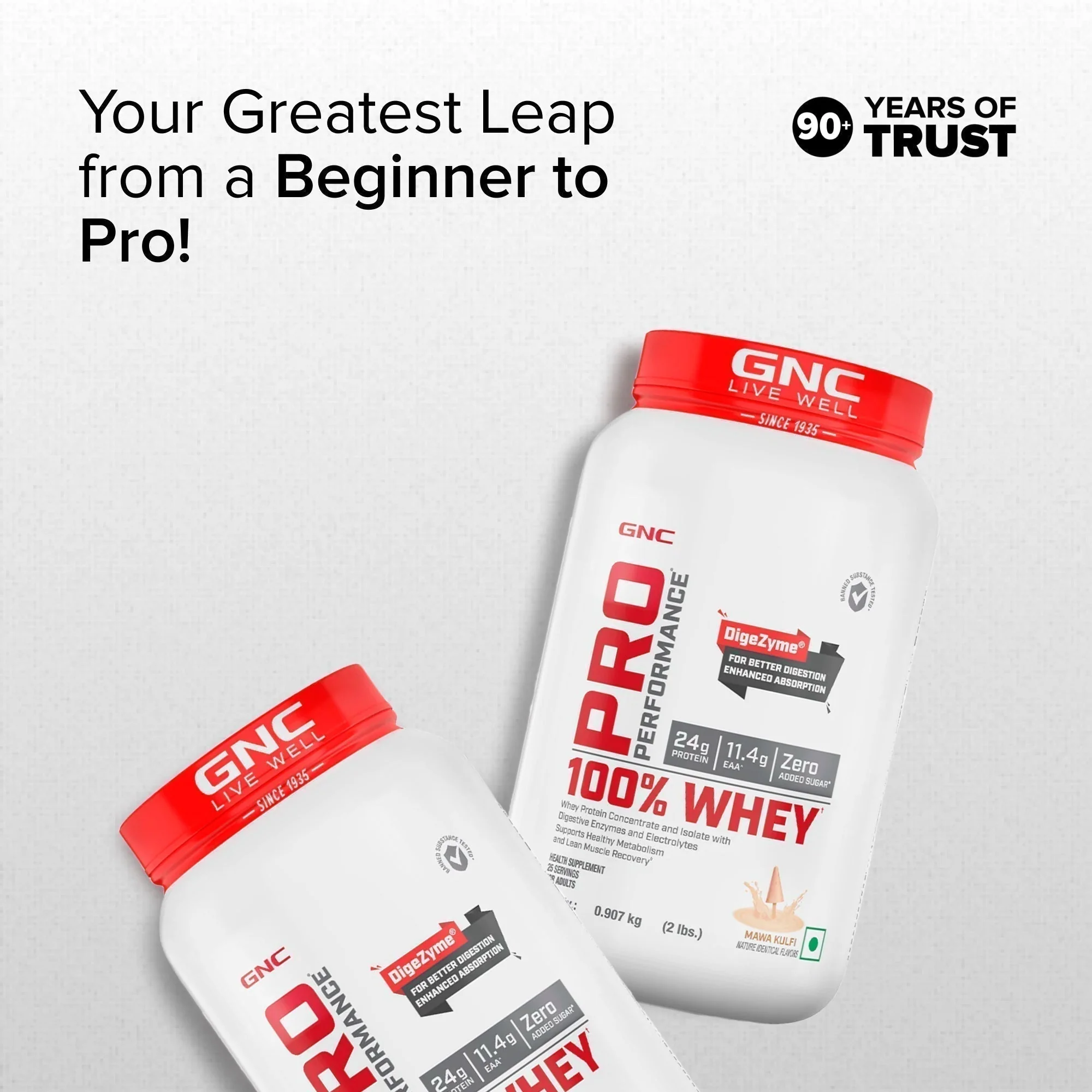 GNC Pro Performance 100% Whey Protein Powder | Boosts Strength & Endurance | Builds Lean Muscles | Fastens Muscle Recovery | Formulated In USA | 24g Protein | 5.5g BCAA | Mawa Kulfi | 2 lbs - Image 5