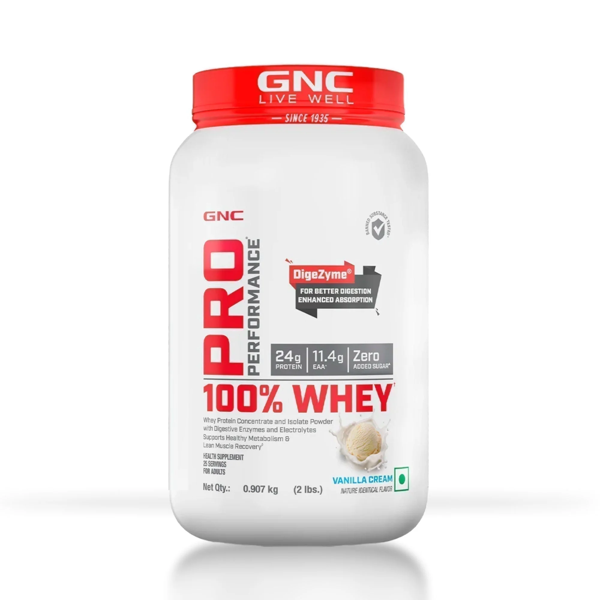 GNC Pro Performance 100% Whey Protein Powder | Boosts Strength & Endurance | Builds Lean Muscles | Fastens Muscle Recovery | Formulated In USA | 24g Protein | 5.5g BCAA | Vanilla Cream | 2 lbs - Image 2
