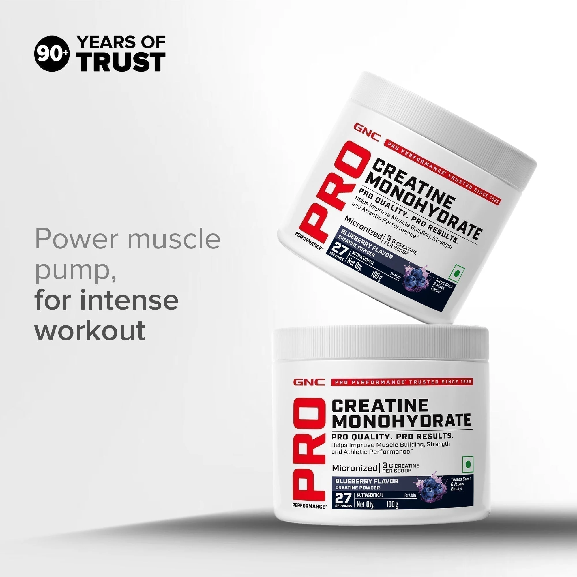 GNC Pro Performance Creatine Monohydrate | 100 gm | Boosts Athletic Performance | Micronized & Instantized | Fuels Muscles | Provides Energy Support for Heavy Workout | Blueberry - Image 2