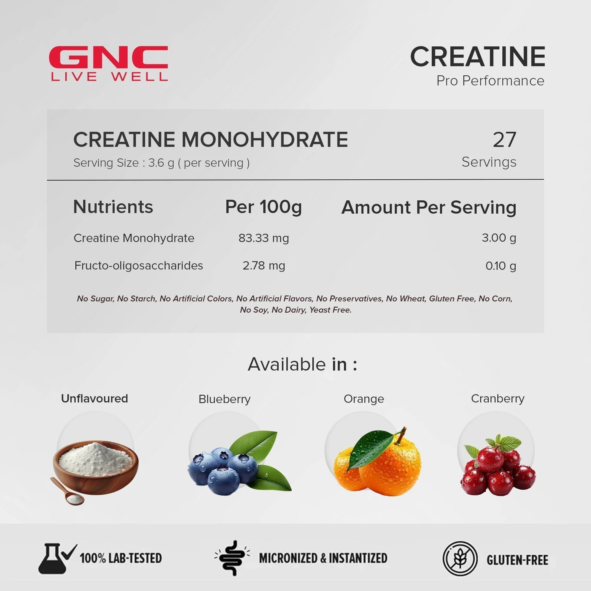 GNC Pro Performance Creatine Monohydrate | 100 gm | Boosts Athletic Performance | Micronized & Instantized | Fuels Muscles | Provides Energy Support for Heavy Workout | Blueberry - Image 9