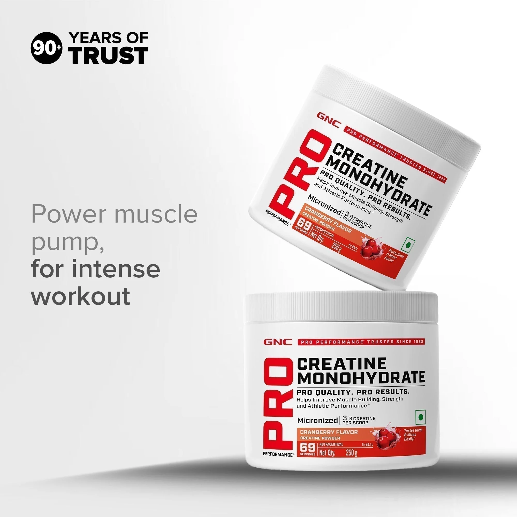 GNC Pro Performance Creatine Monohydrate | 250 gm | Boosts Athletic Performance | Micronized & Instantized | Fuels Muscles | Provides Energy Support for Heavy Workout | Cranberry - Image 2