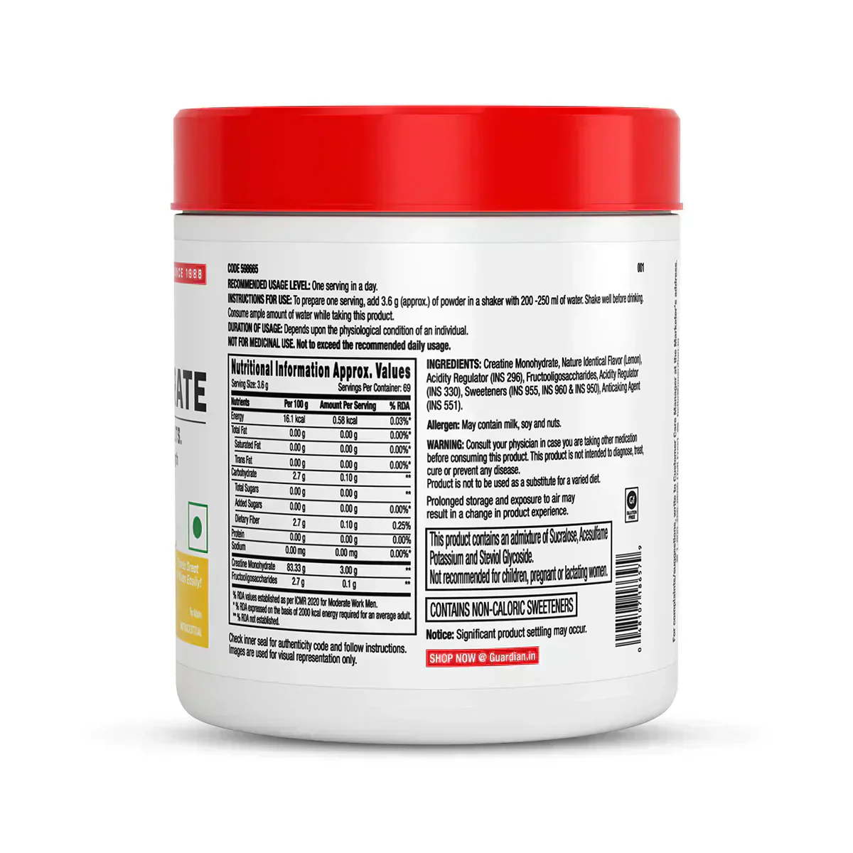 GNC Pro Performance Creatine Monohydrate(250 gms - Lemon) - Image 10