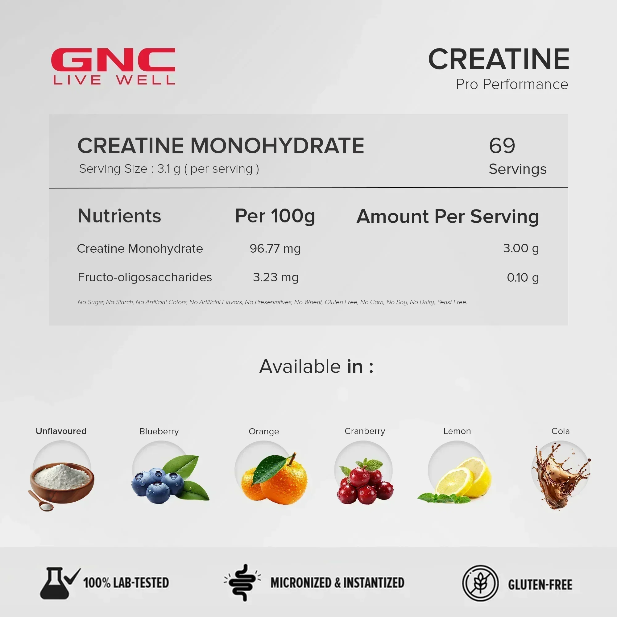GNC Pro Performance Creatine Monohydrate(250 gms - Lemon) - Image 7