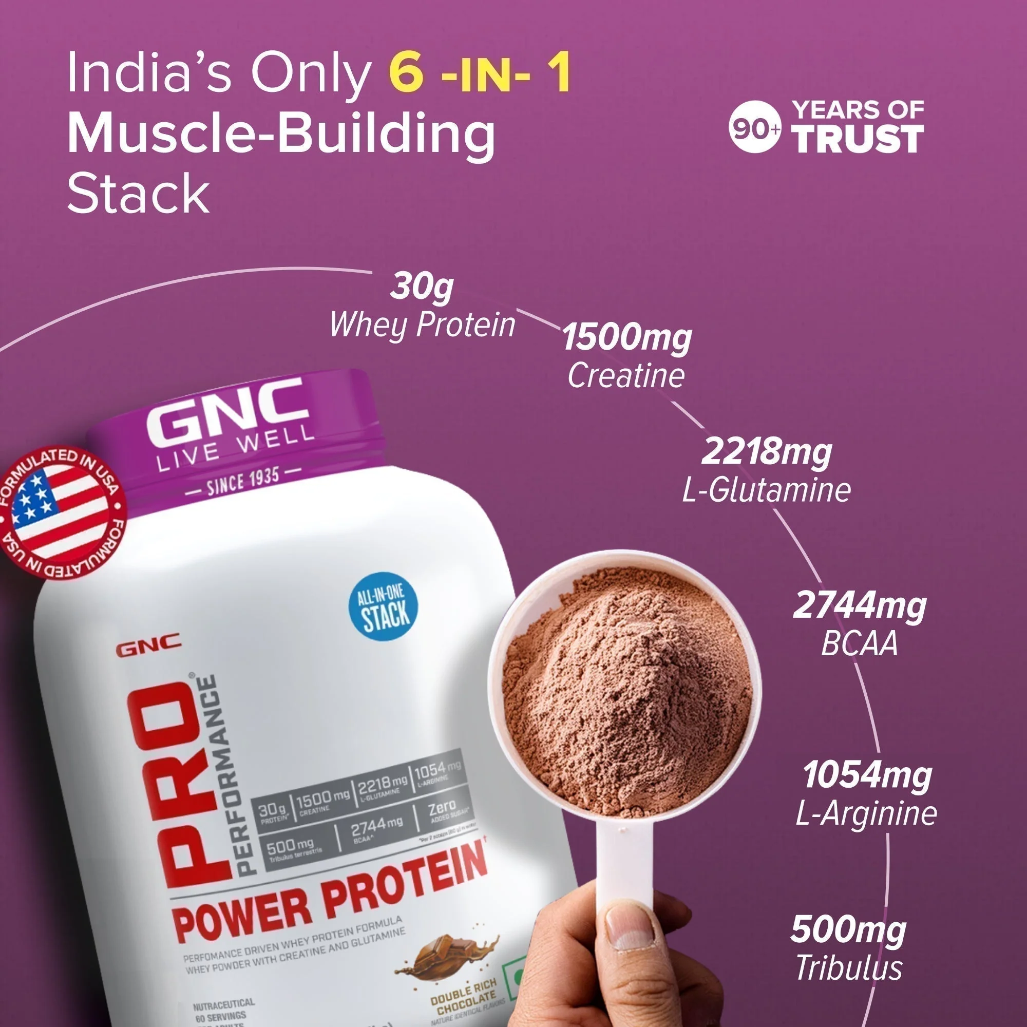 GNC Pro Performance Power Protein 2lbs -Double Rich Chocolate - Image 7