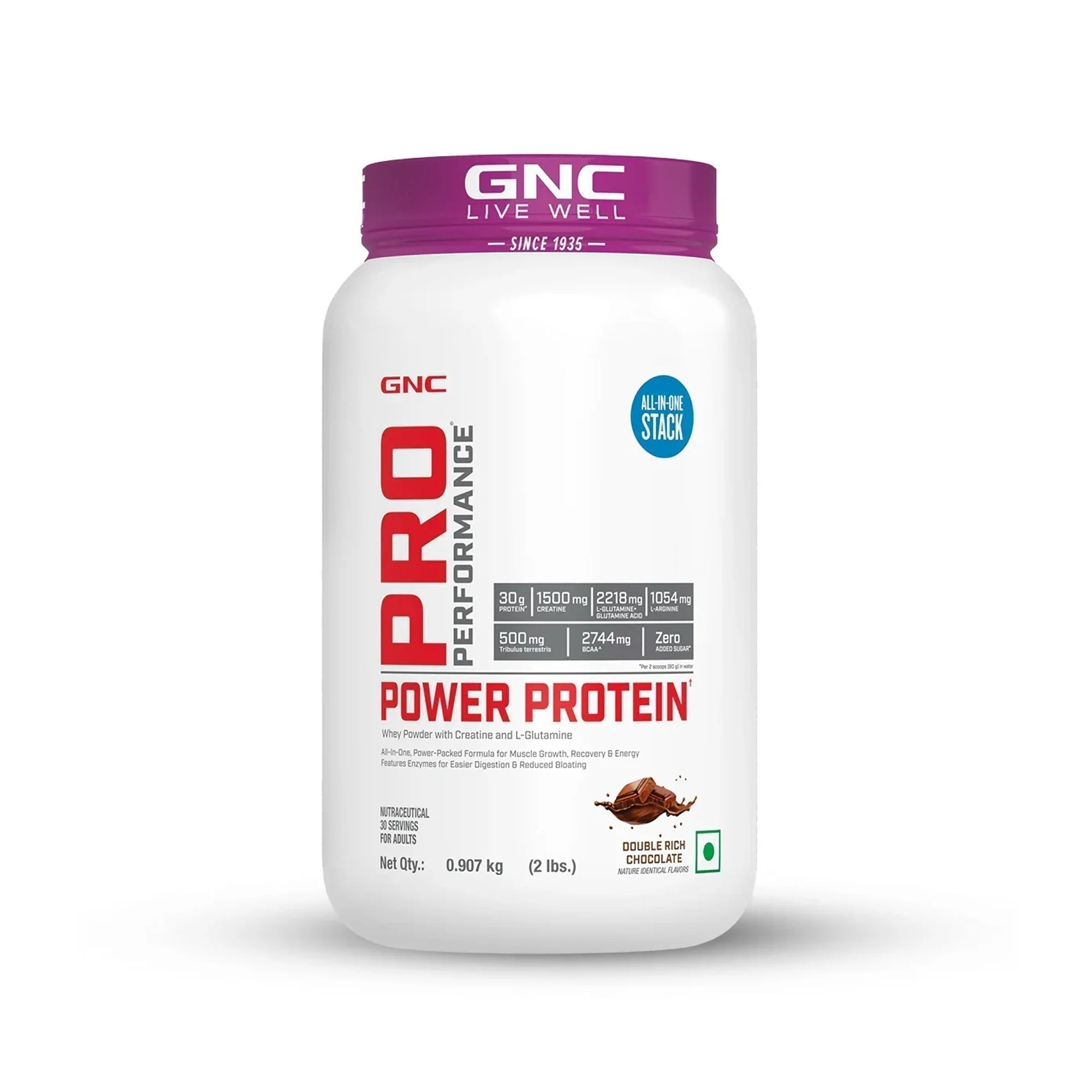 GNC Pro Performance Power Protein | Boosts Athletic Performance & Testosterone | High-Speed Recovery | USA Formulated | 30g Protein | 2.2g L-Glutamine | 1.5g Creatine | Double Rich Chocolate | 2 lbs - Image 2