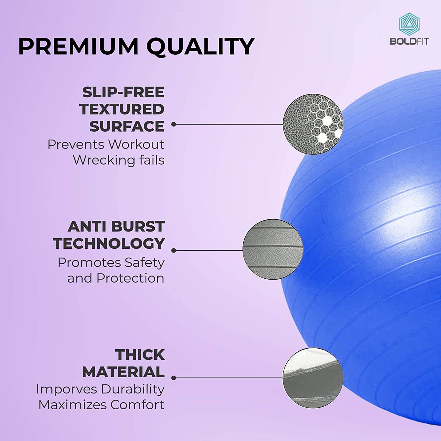 Gym Ball for Exercise & Yoga with Pump - 55cm - Image 16