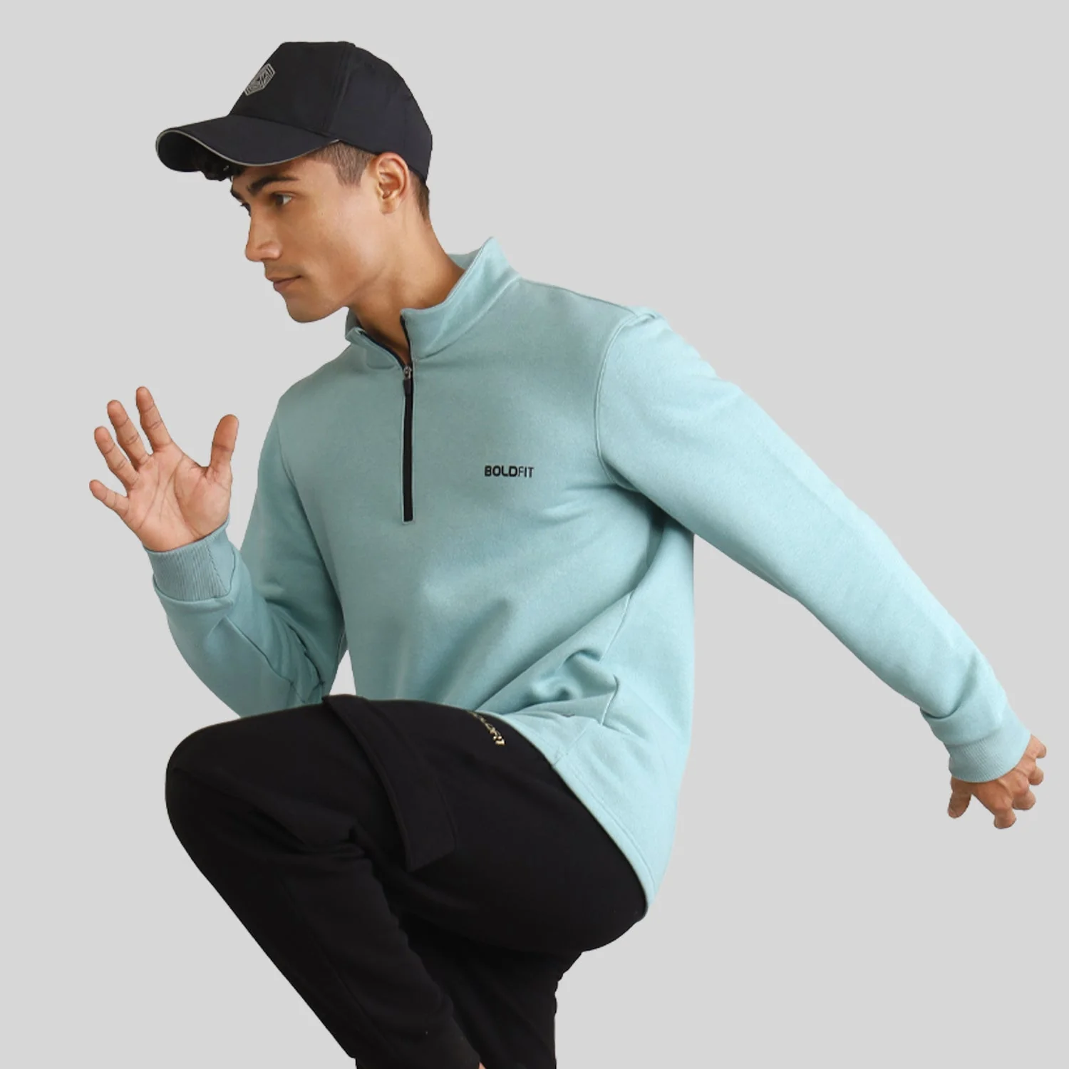 Half-zipper Sweatshirt for Men - Black - Image 10