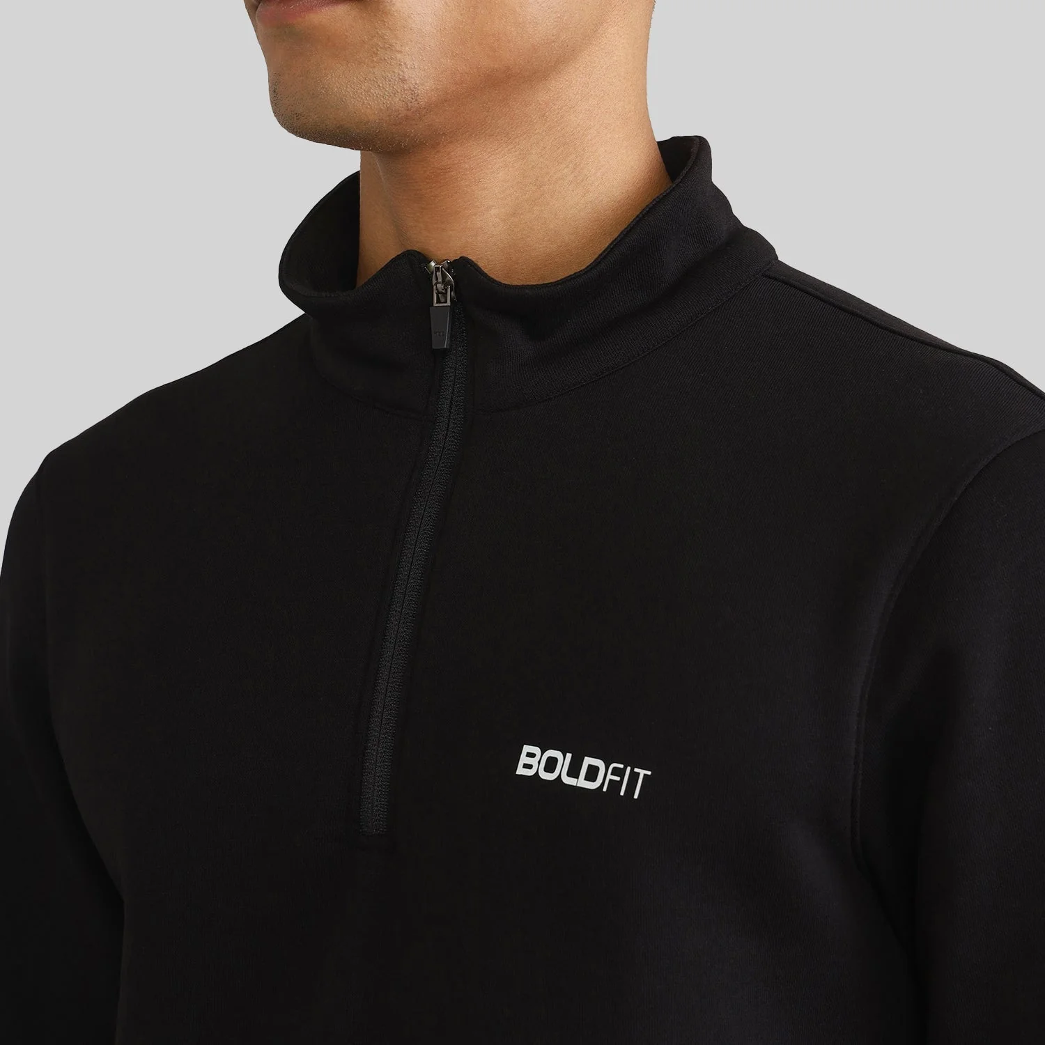 Half-zipper Sweatshirt for Men - Black - Image 3