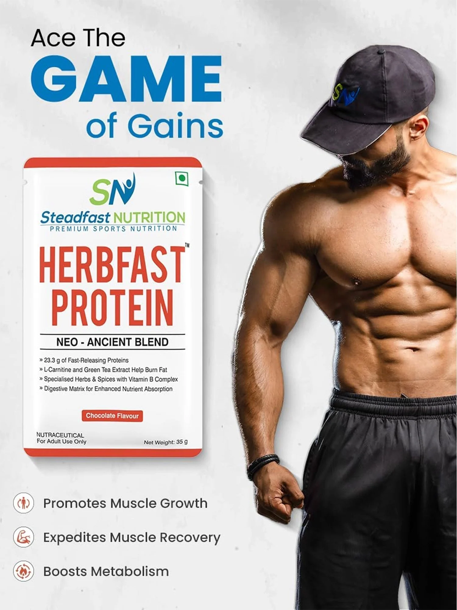 Herbfast Protein Fast-release whey proteins for lean muscle growth Chocolate 30 Sachets 1050g - Image 3