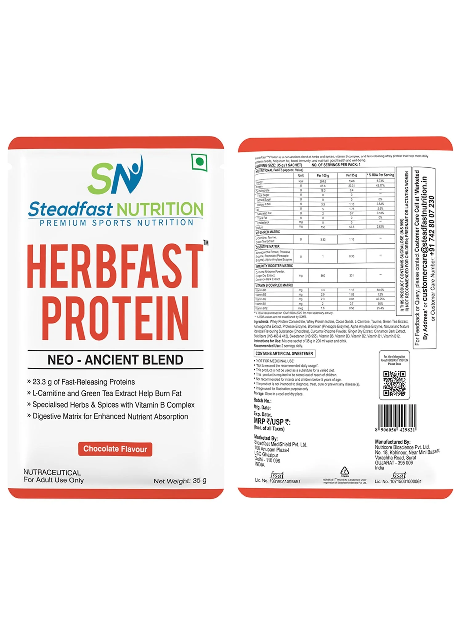 Herbfast Protein Fast-release whey proteins for lean muscle growth Chocolate 60 Sachets 2100g - Image 22