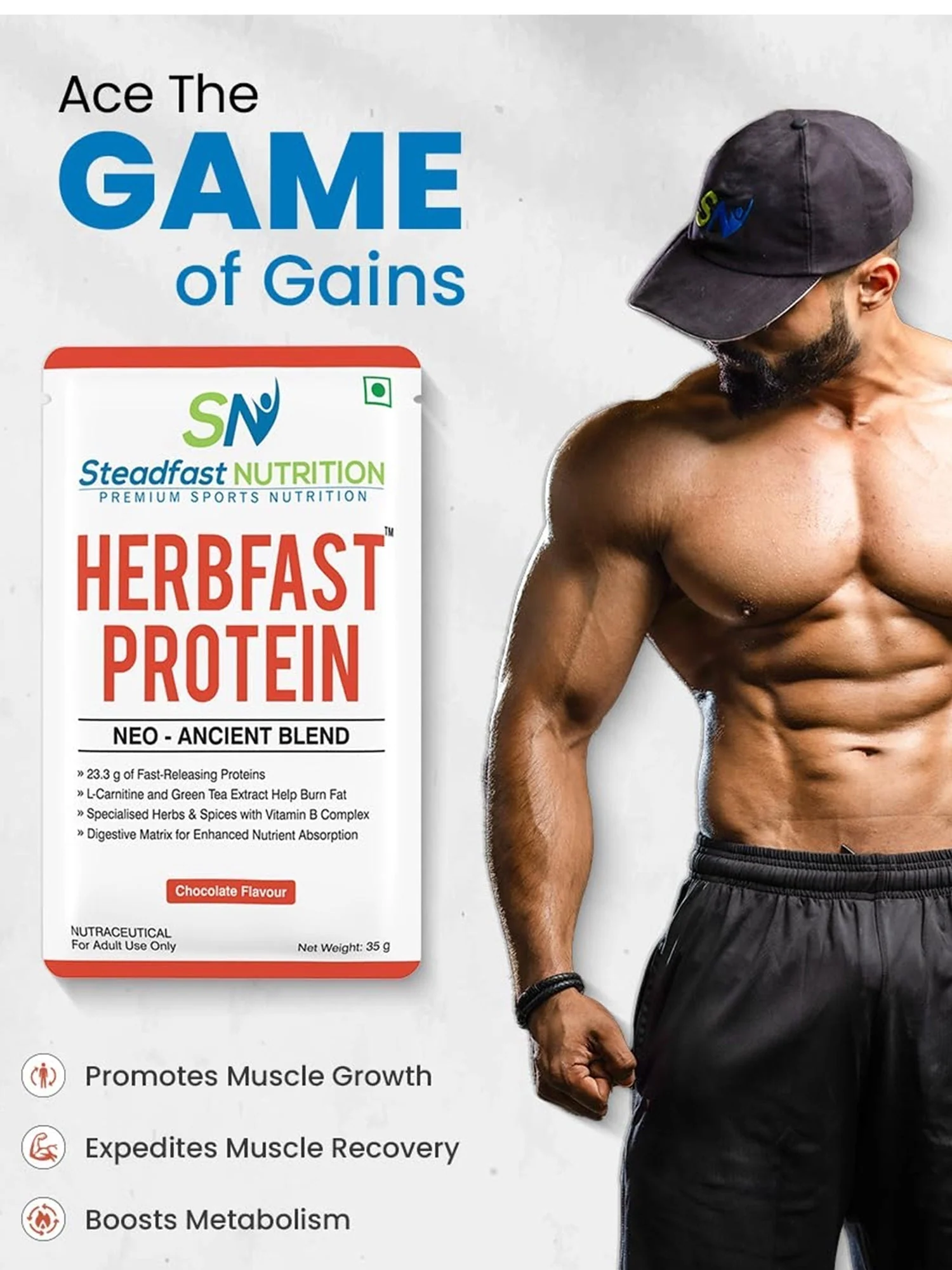 Herbfast Protein Fast-release whey proteins for lean muscle growth Chocolate 60 Sachets 2100g - Image 4