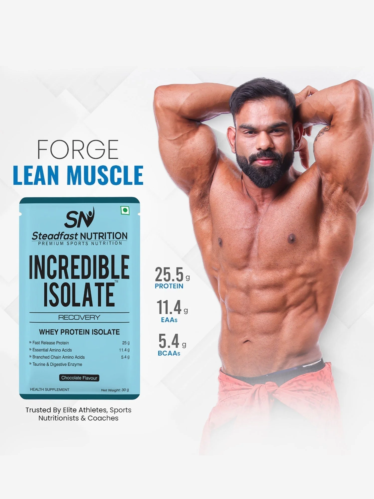 Incredible Isolate Whey protein Blend The Instant Recovery Chocolate 6 Sachets 180g - Image 3