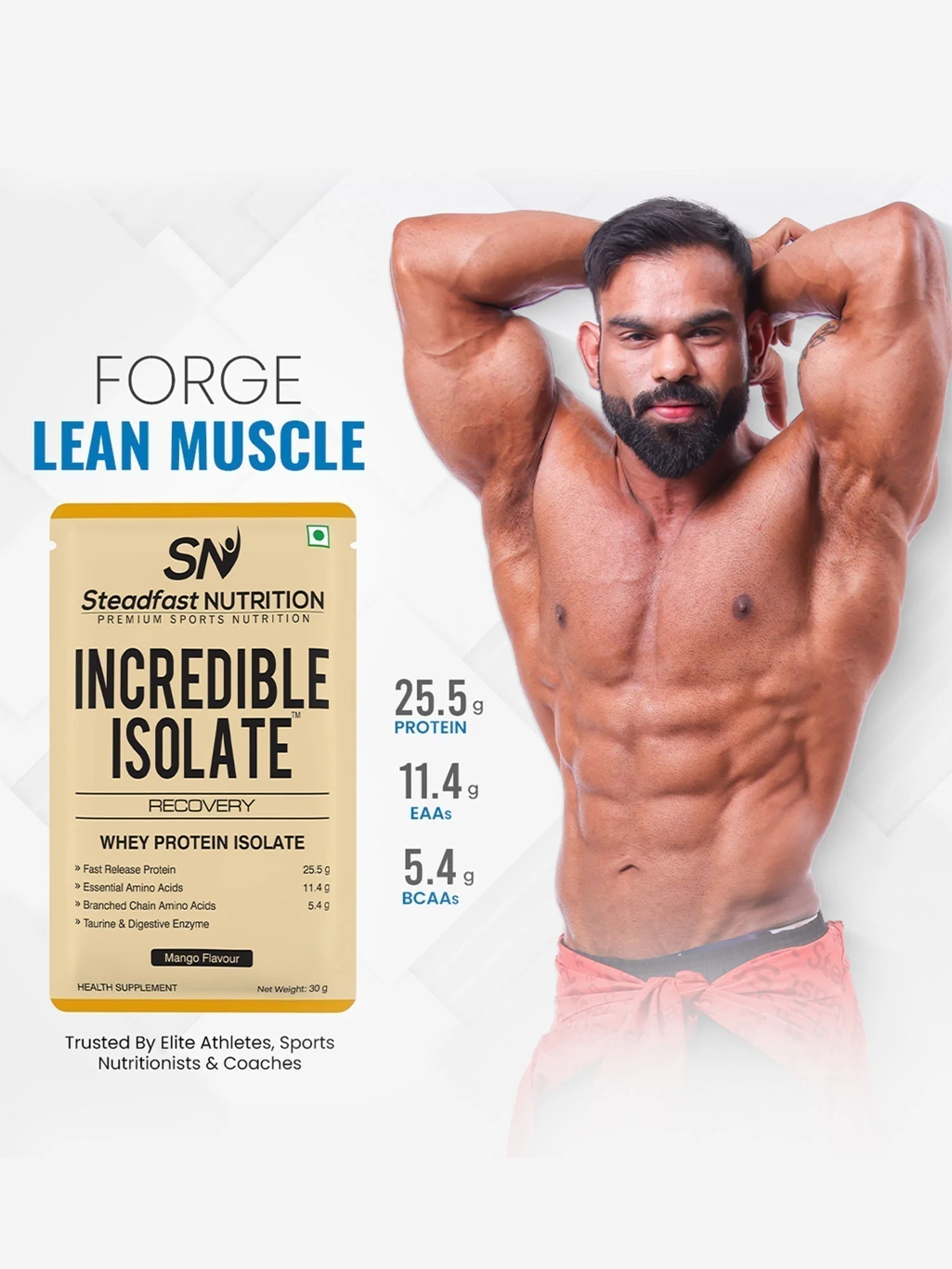 Incredible Isolate Whey protein Blend The Instant Recovery Mango 6 Sachets 180g - Image 3