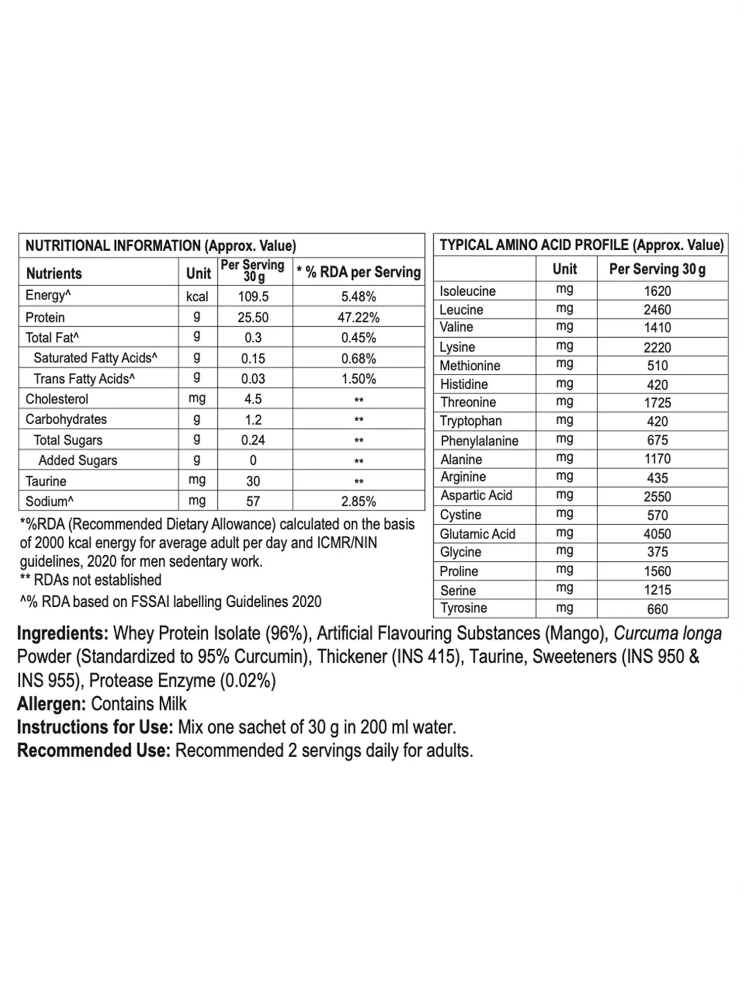 Incredible Isolate Whey protein Blend The Instant Recovery Mango 6 Sachets 180g - Image 7