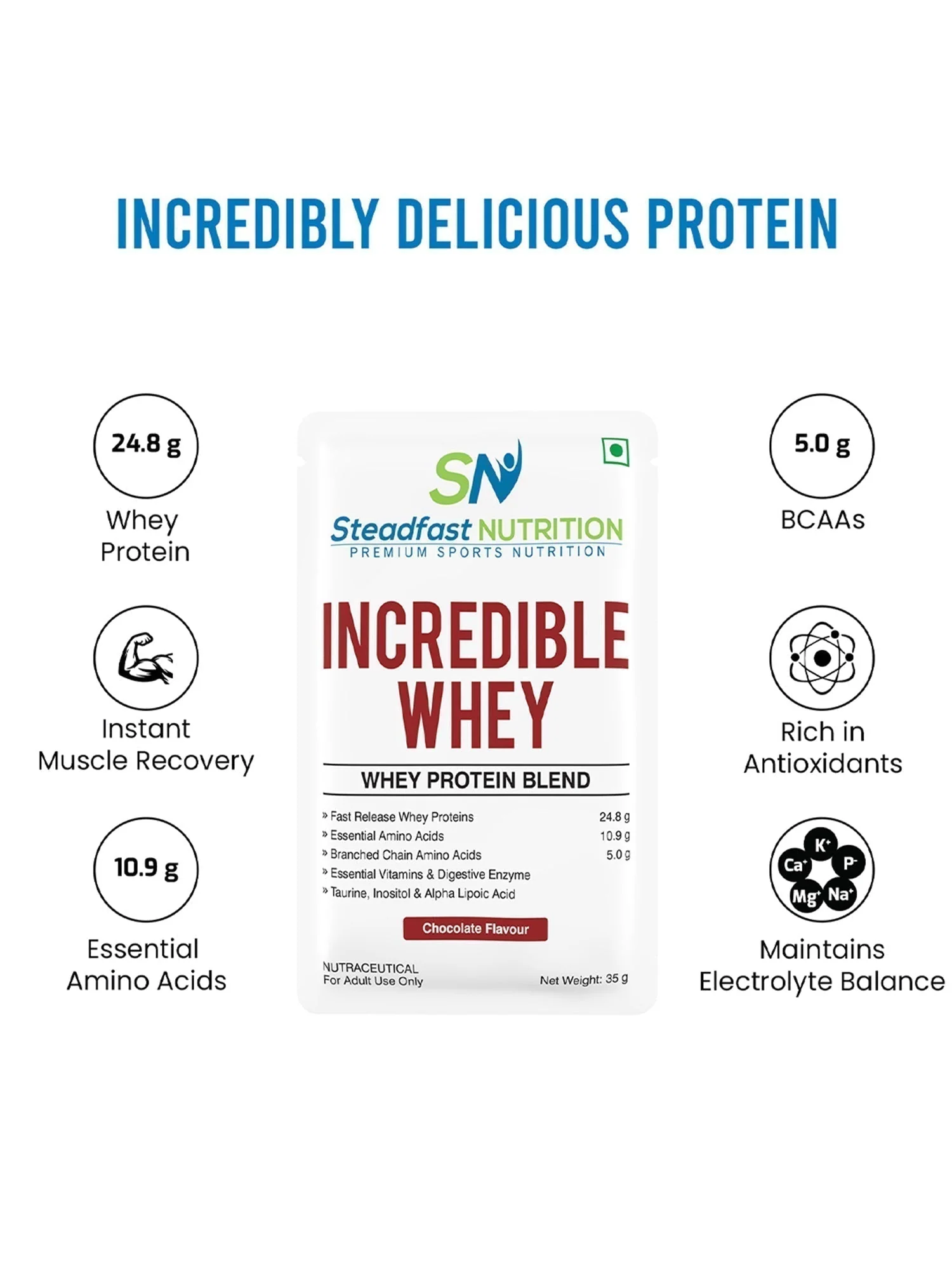 Incredible Whey Protein Blend For An Incredible You Chocolate 60 Sachets 2100g - Image 2