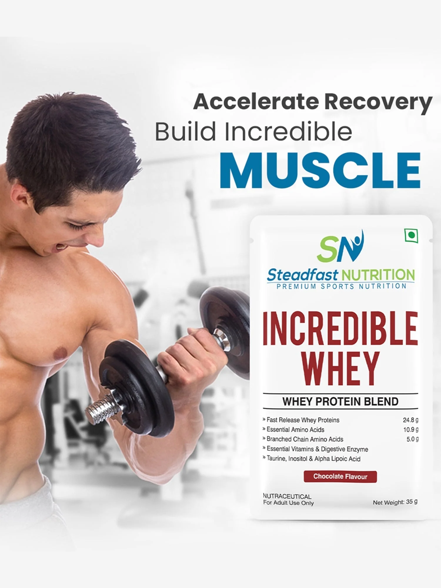 Incredible Whey Protein Blend For An Incredible You Chocolate 60 Sachets 2100g - Image 3