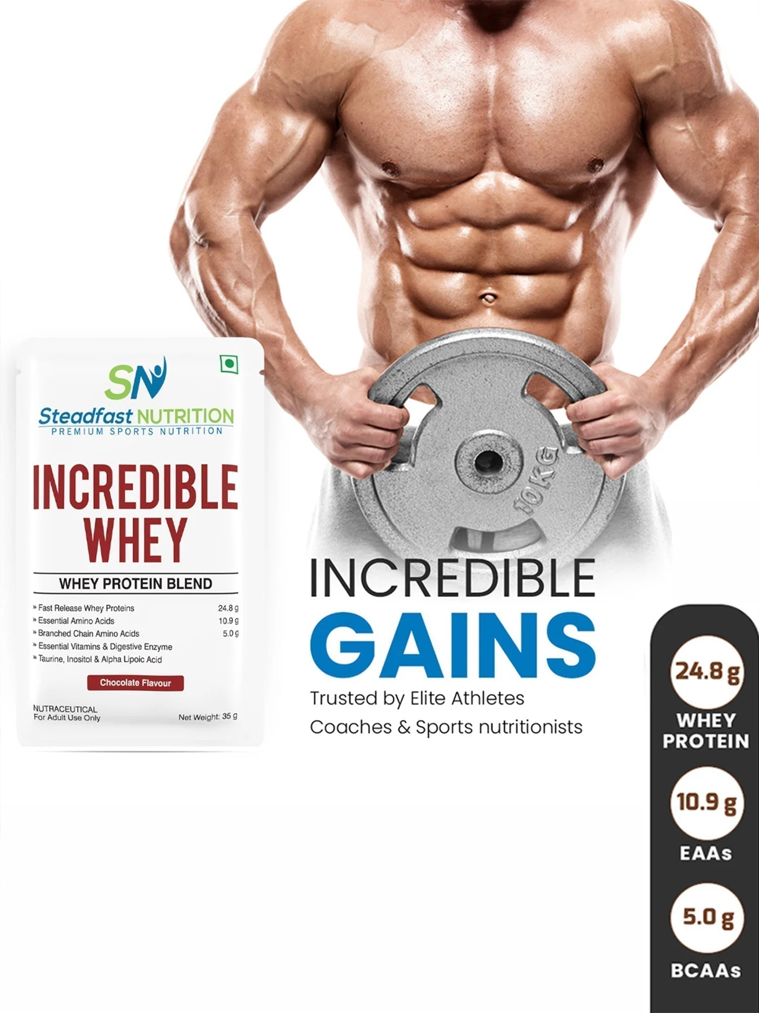 Incredible Whey Protein Blend For An Incredible You Chocolate 60 Sachets 2100g - Image 4