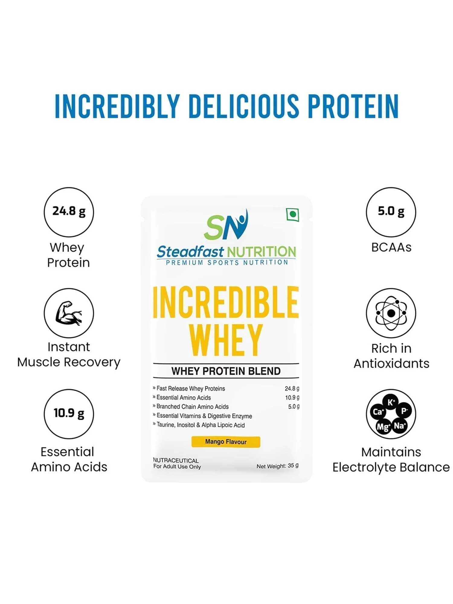 Incredible Whey Protein Blend For An Incredible You Chocolate 60 Sachets 2100g - Image 2