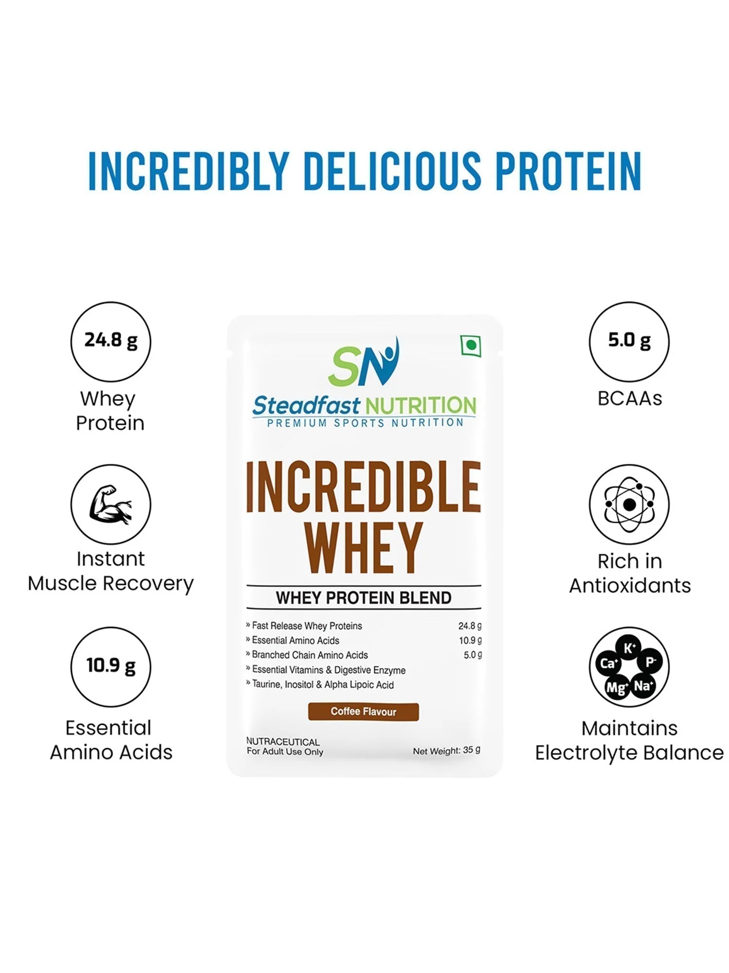 Incredible Whey Protein Blend For An Incredible You Coffee 6 Sachets 210g - Image 2