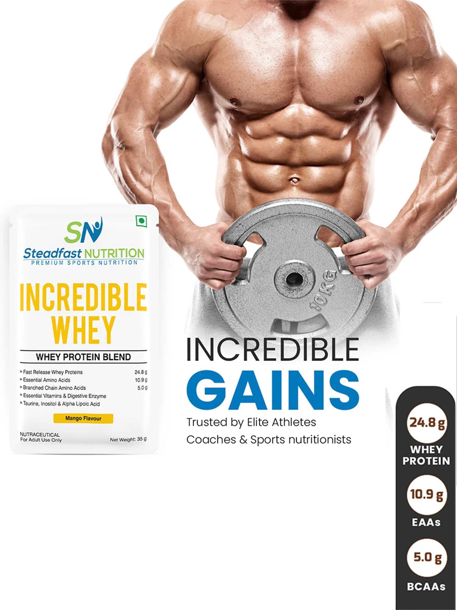 Incredible Whey Protein Blend For An Incredible You Mango 30 Sachets 1050g - Image 4