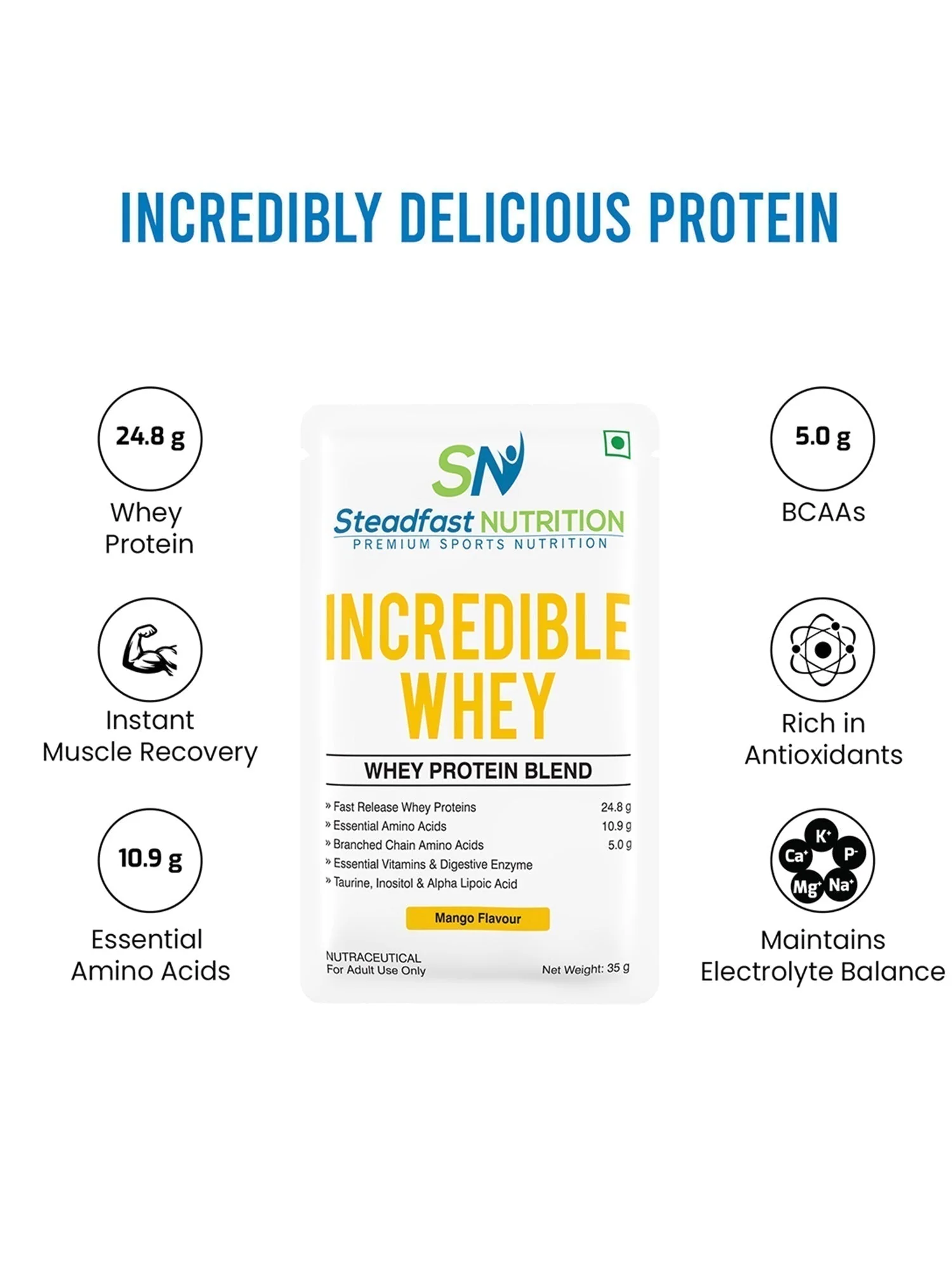 Incredible Whey Protein Blend For An Incredible You Mango 6 Sachets 210g - Image 2