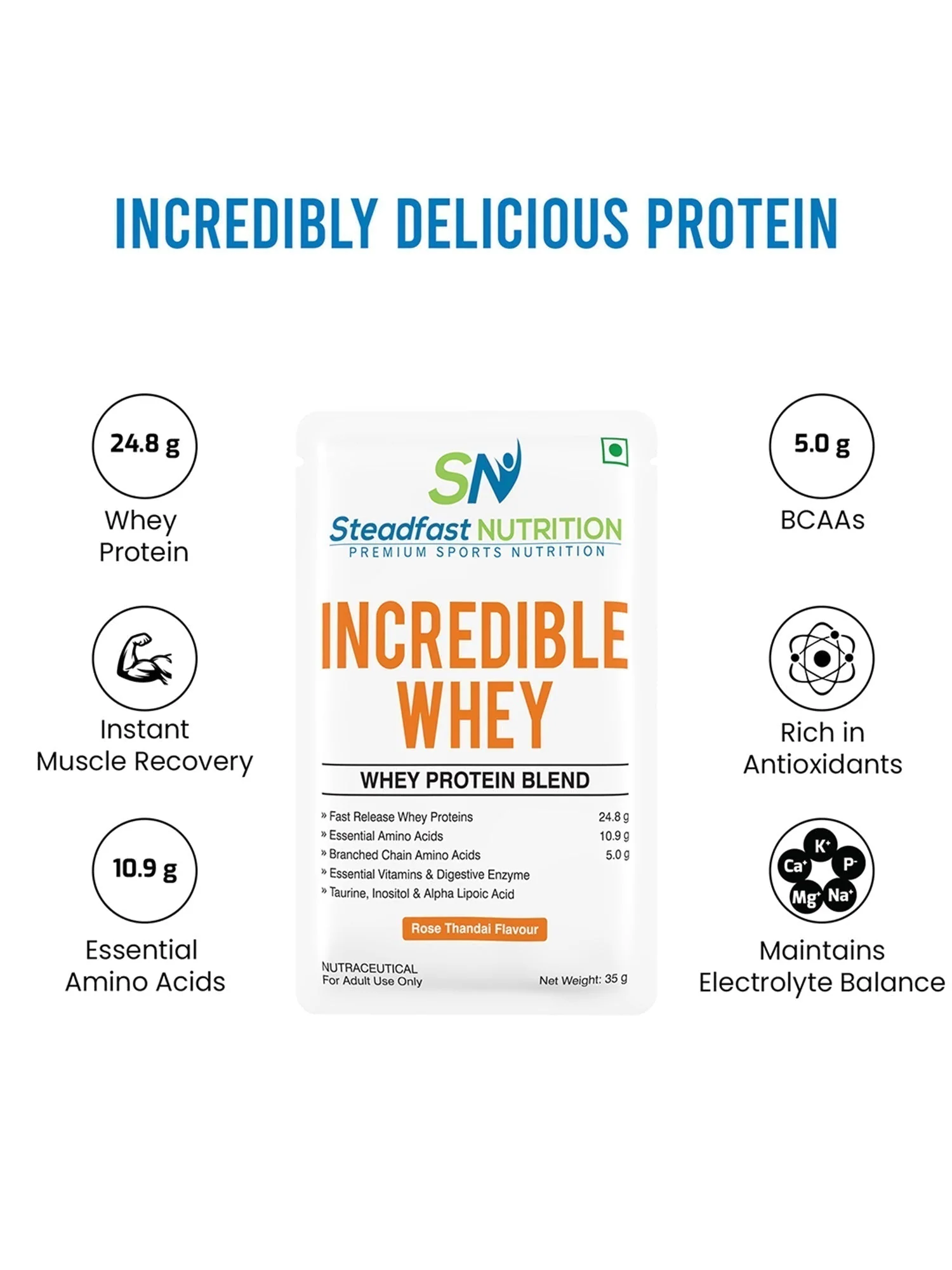 Incredible Whey Protein Blend For An Incredible You Rose Thandai 6 Sachets 210g - Image 2
