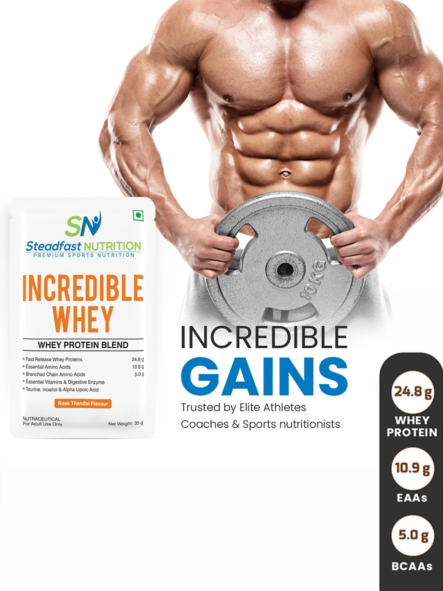 Incredible Whey Protein Blend For An Incredible You Rose Thandai 60 Sachets 2100g - Image 6