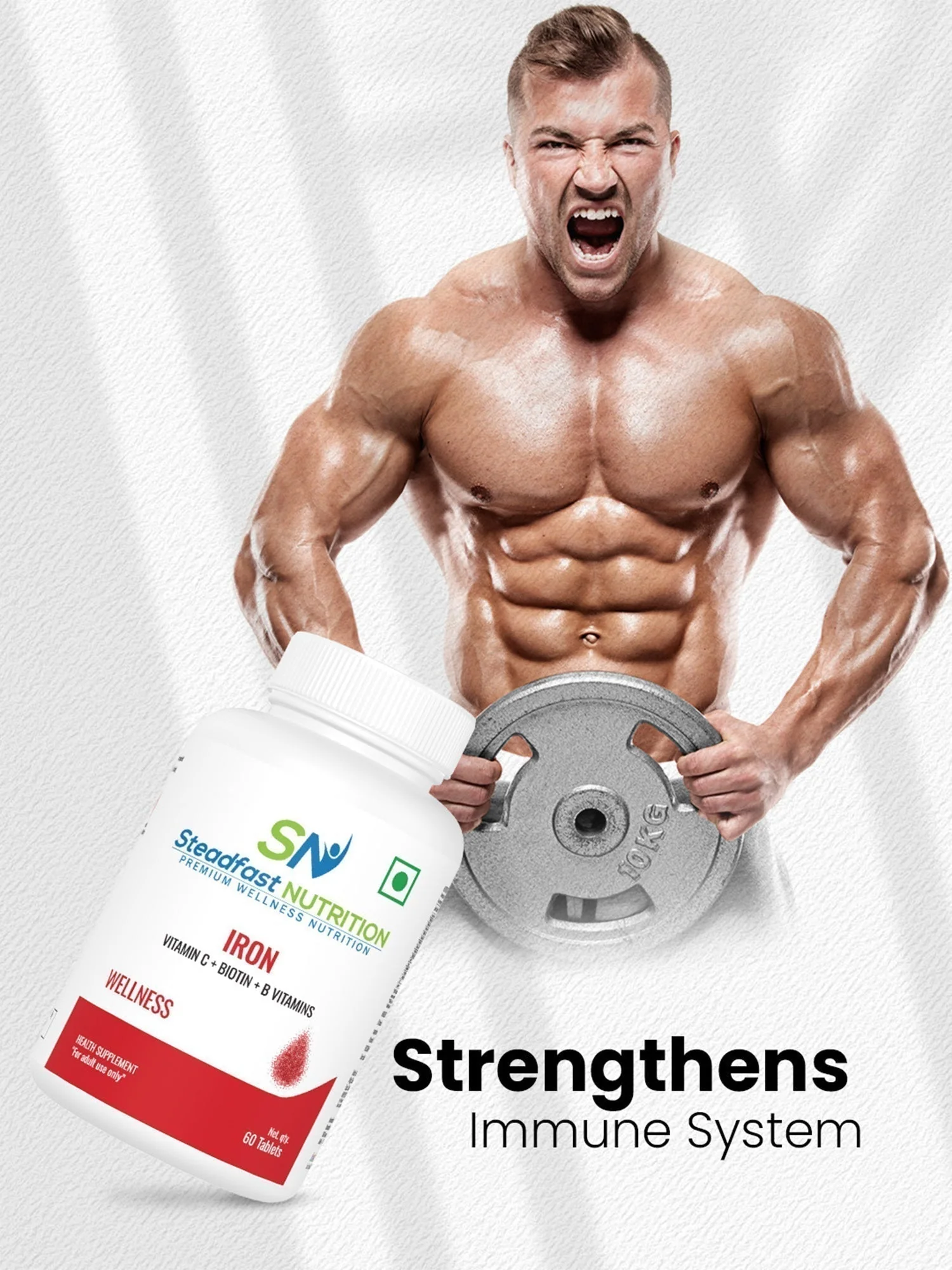 Iron Vitamin C Biotin B 8 Essential Vitamins 60 Tablets - Image 4