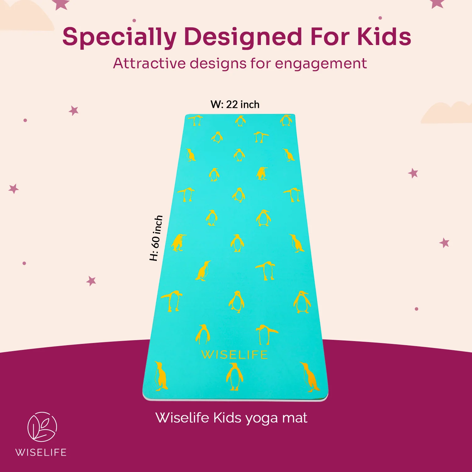 Kids Printed Yoga Mat Penguin - 6mm - Image 2