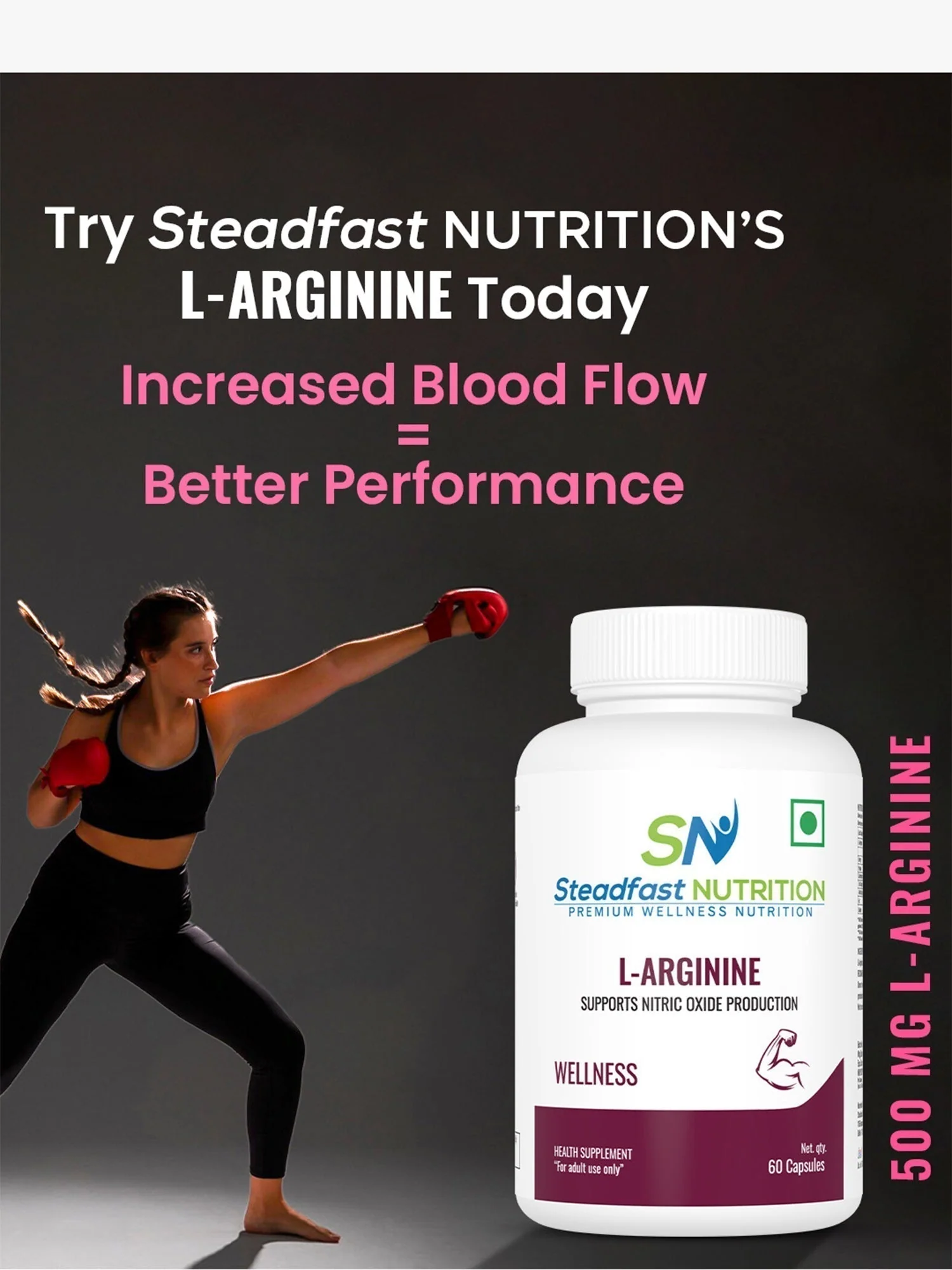 L-Arginine Support Nitric Oxide Production 60 Capsules - Image 4
