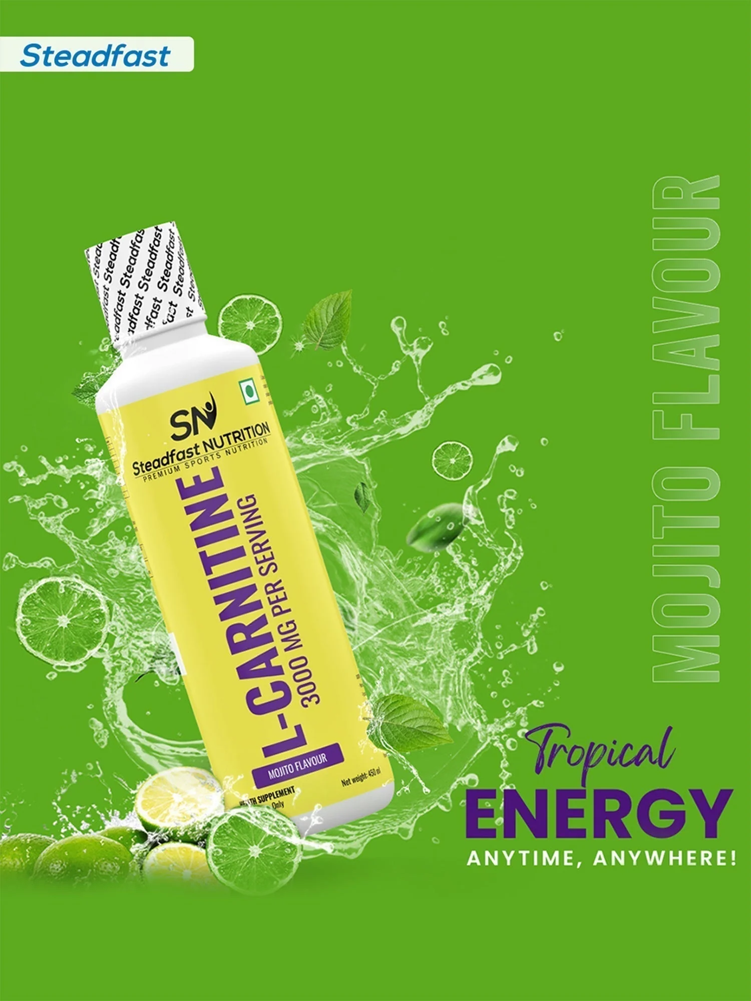 L-Carnitine 3000mg Liquid Supplement with Vitamin B5 450ml (Mojito) - Image 5