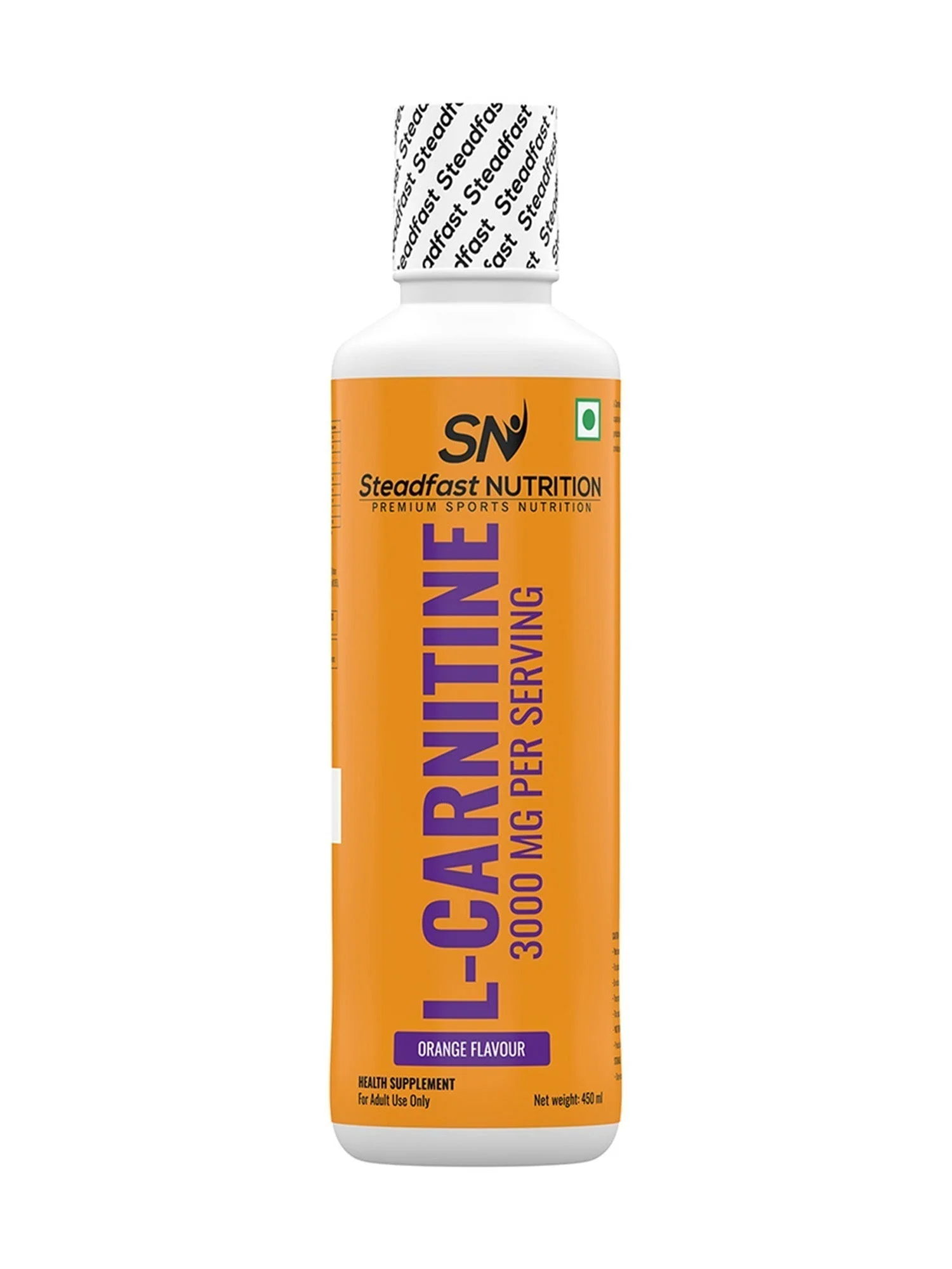 L-Carnitine 3000mg Liquid Supplement with Vitamin B5 450ml (Orange)