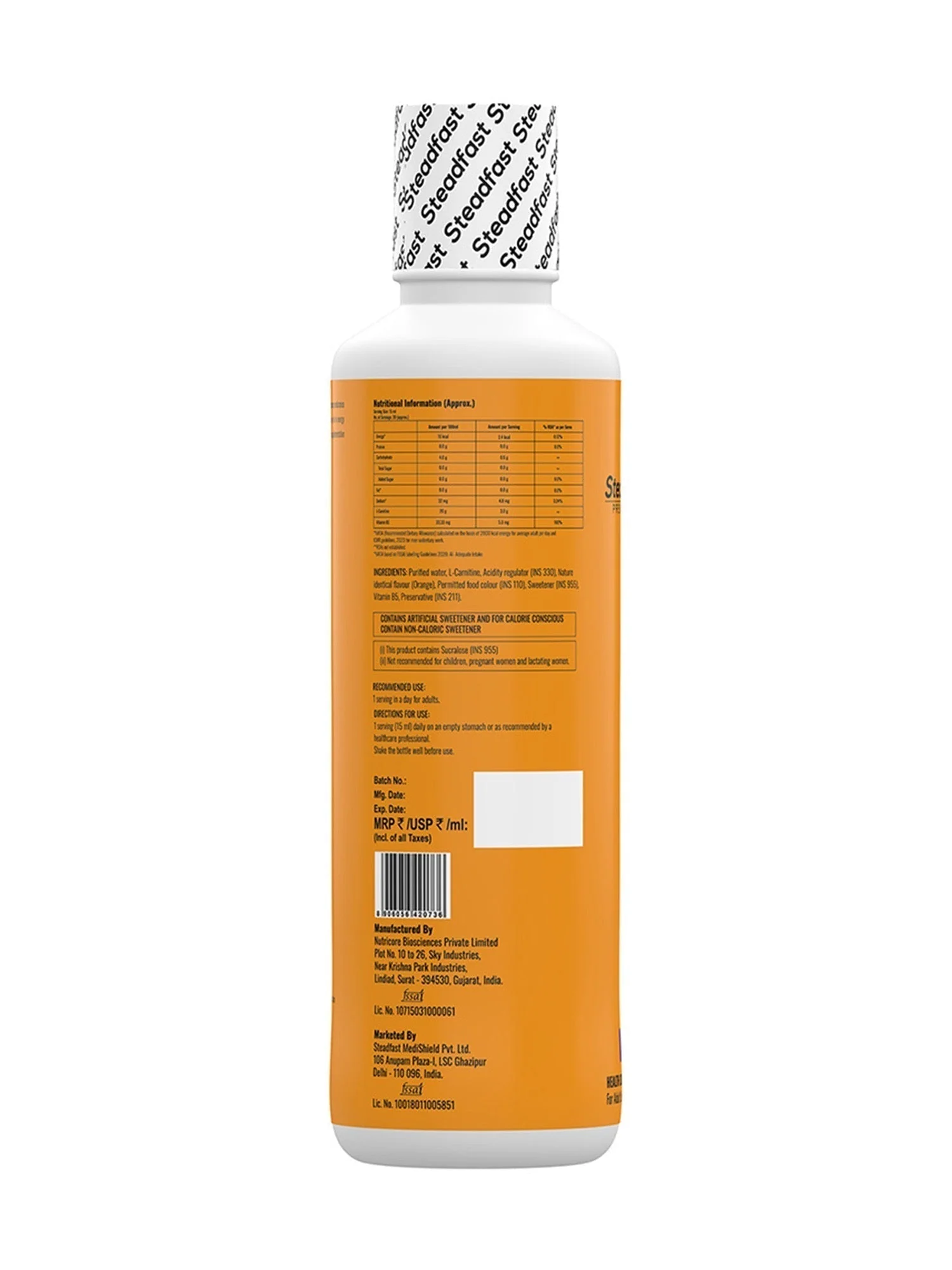 L-Carnitine 3000mg Liquid Supplement with Vitamin B5 450ml (Orange) - Image 5