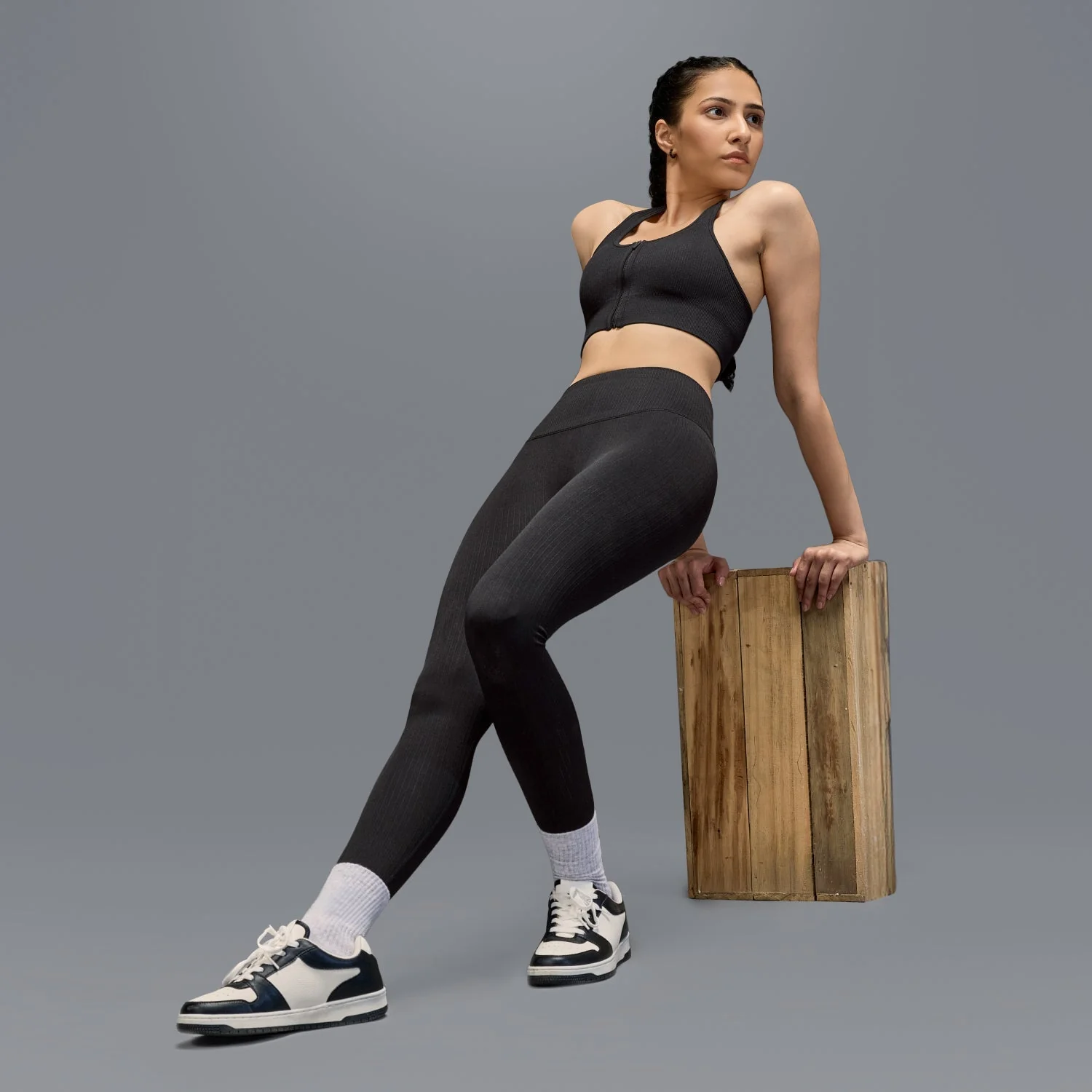 Limitless Snatched high waisted Ribbed Leggings - BLACK - Image 4