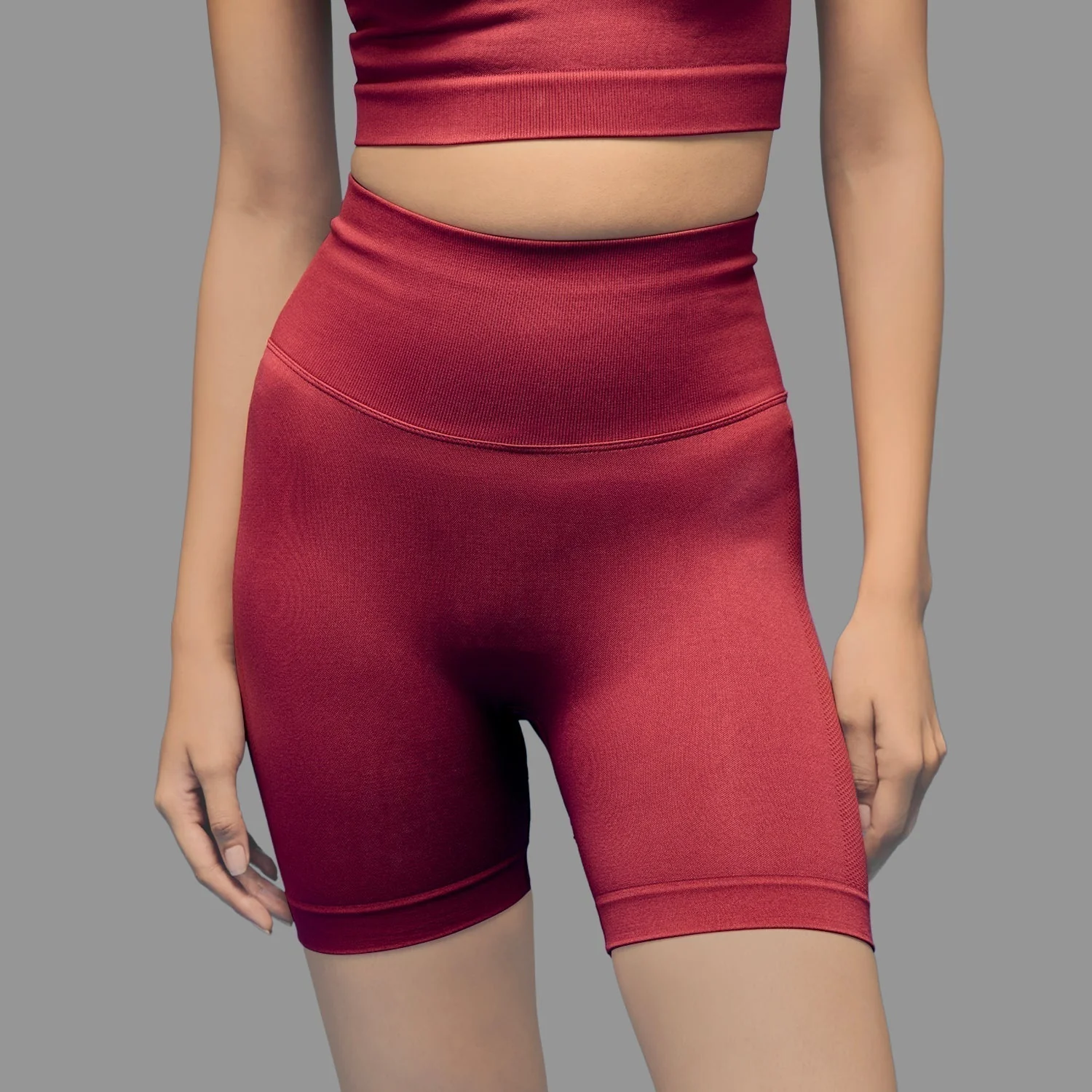 Limitless Snatched high waisted ruched back shorts - Maroon - Image 5