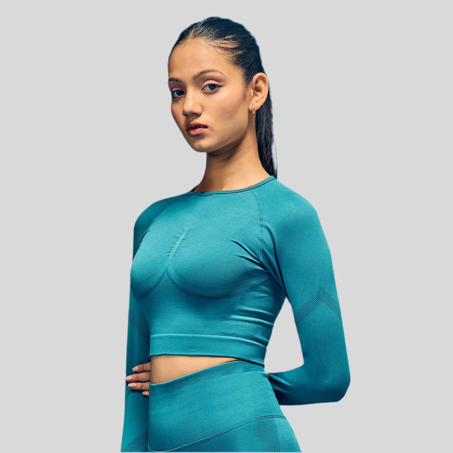Limitless snatched Long sleeve drop top- Green - Image 2