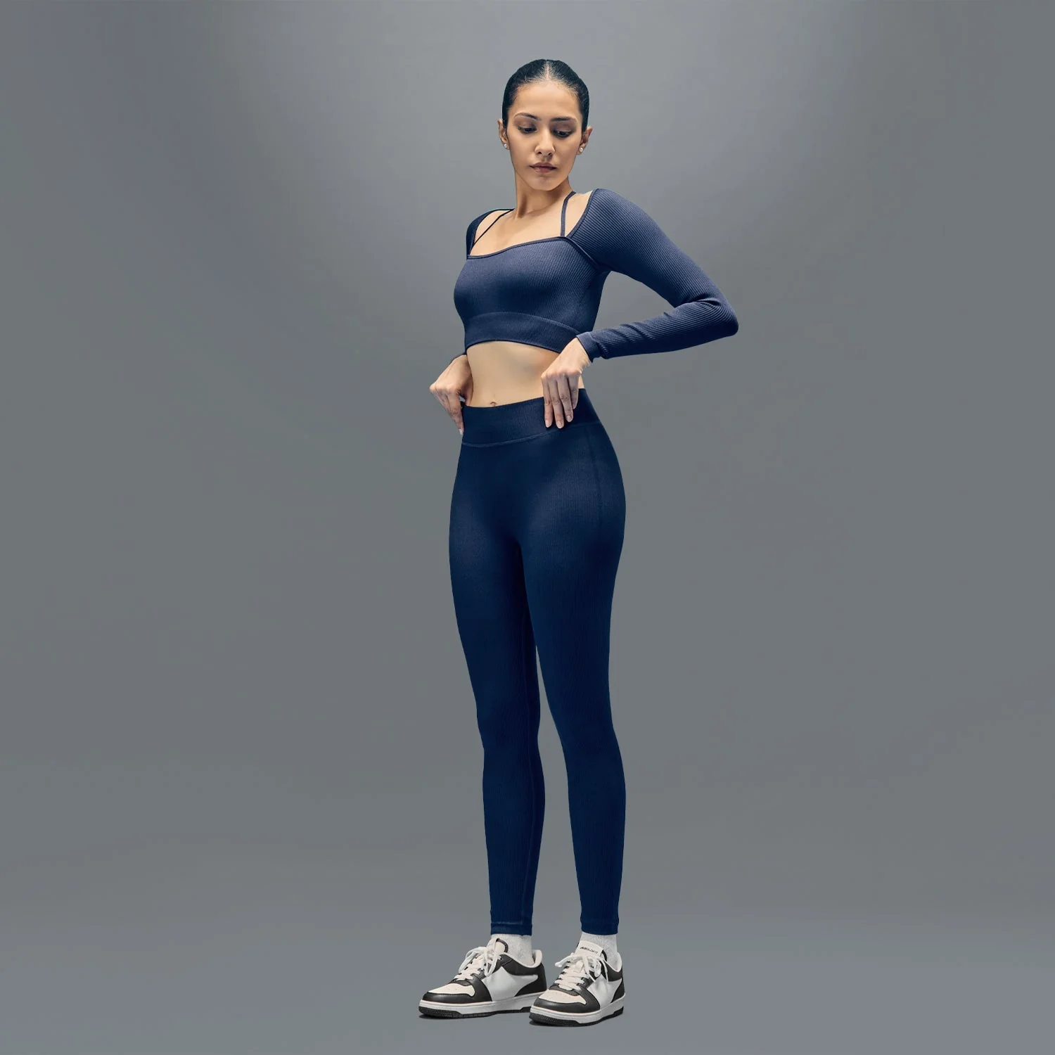 Limitless Snatched Ribbed Legging - Navy Blue - Image 3