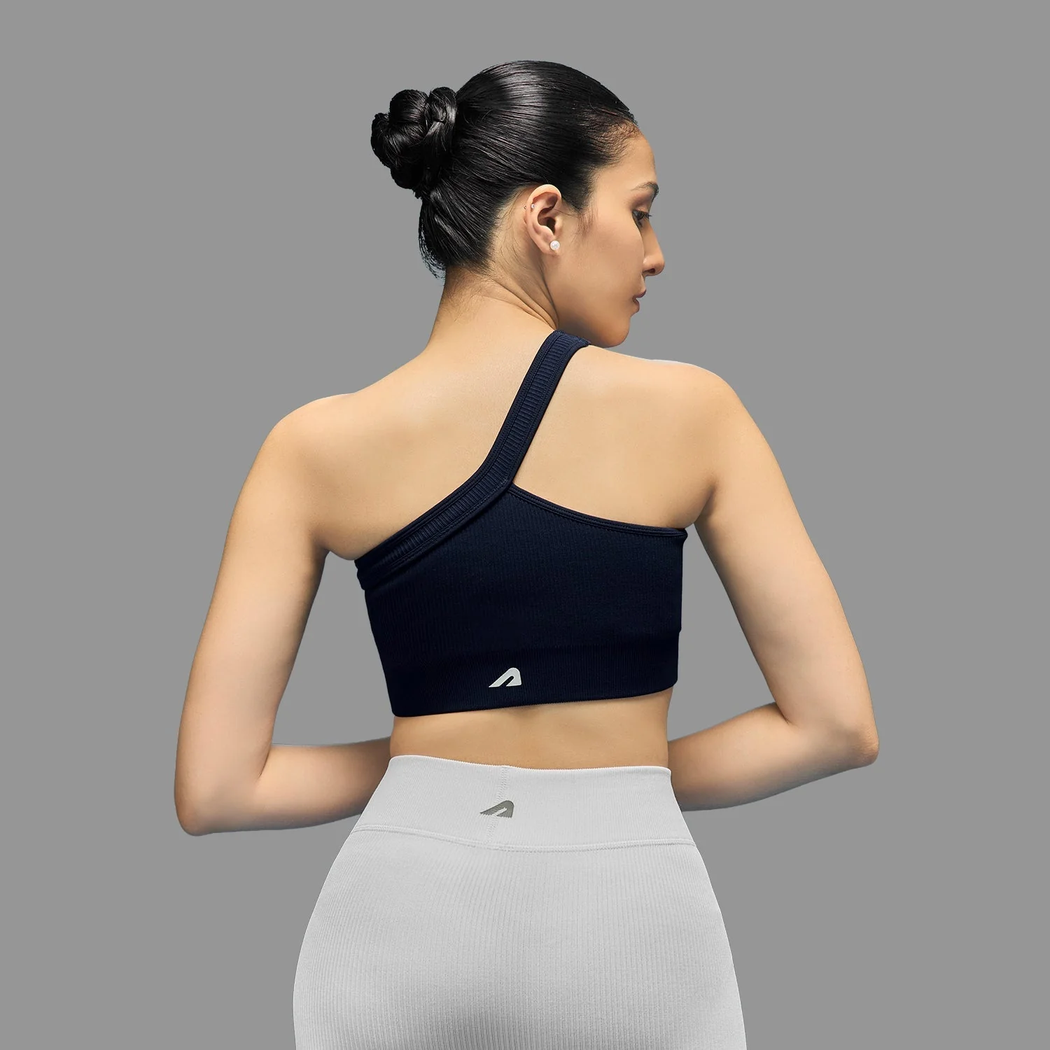 Limitless Snatched ribbed One shoulder bra - Navy Blue - Image 2