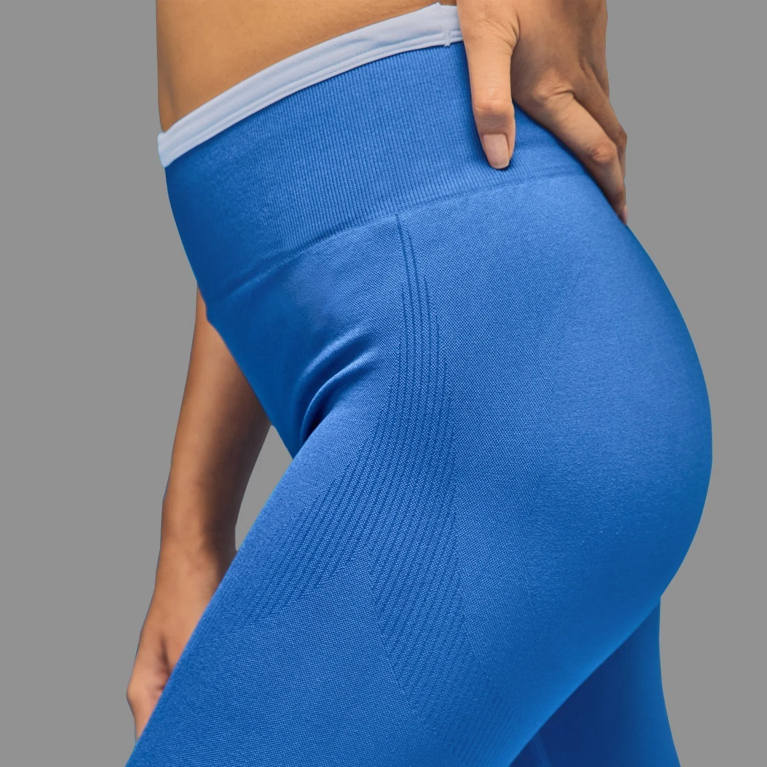 Limitless snatched Ribbed waistband jacquard pattern legging - ROYAL BLUE - Image 4