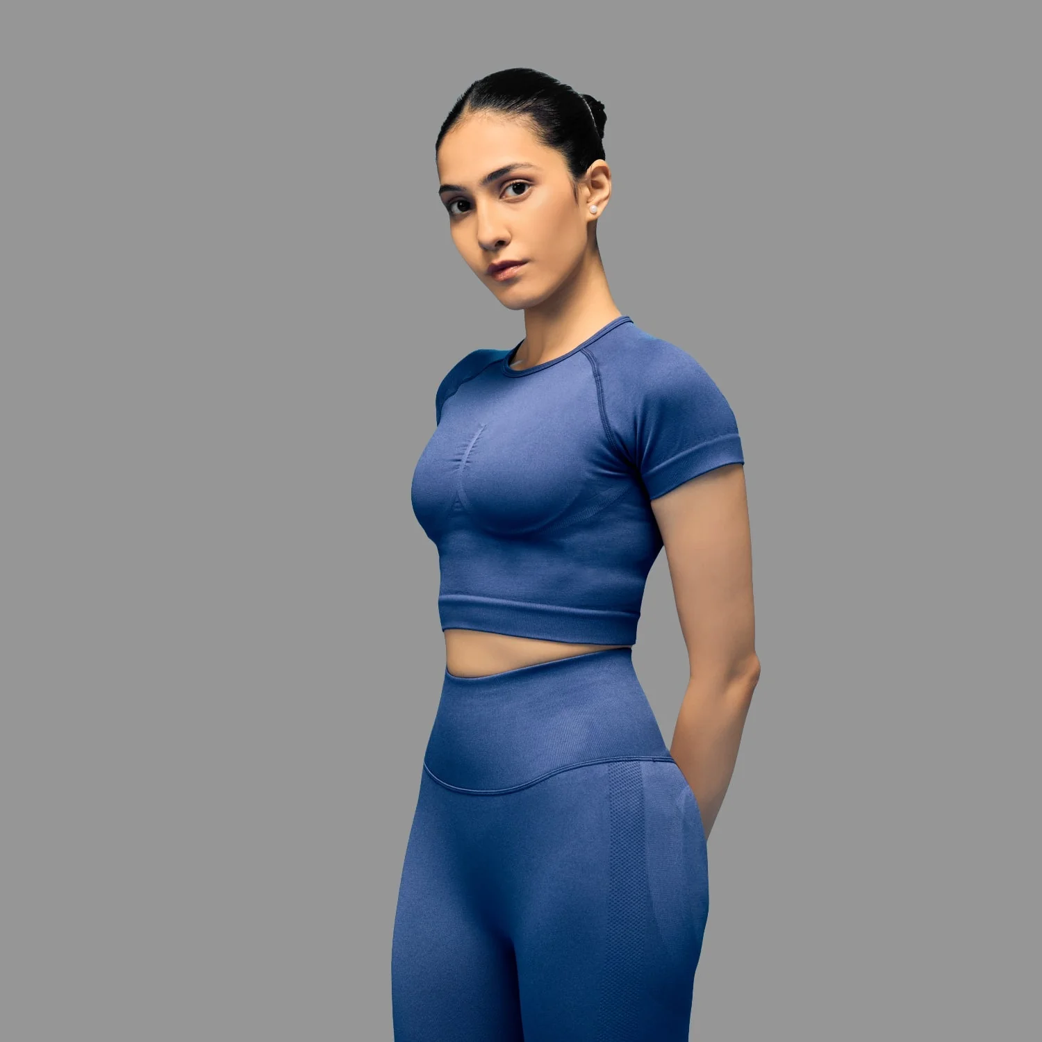 Limitless snatched Short sleeved crop top- Navy Blue - Image 5