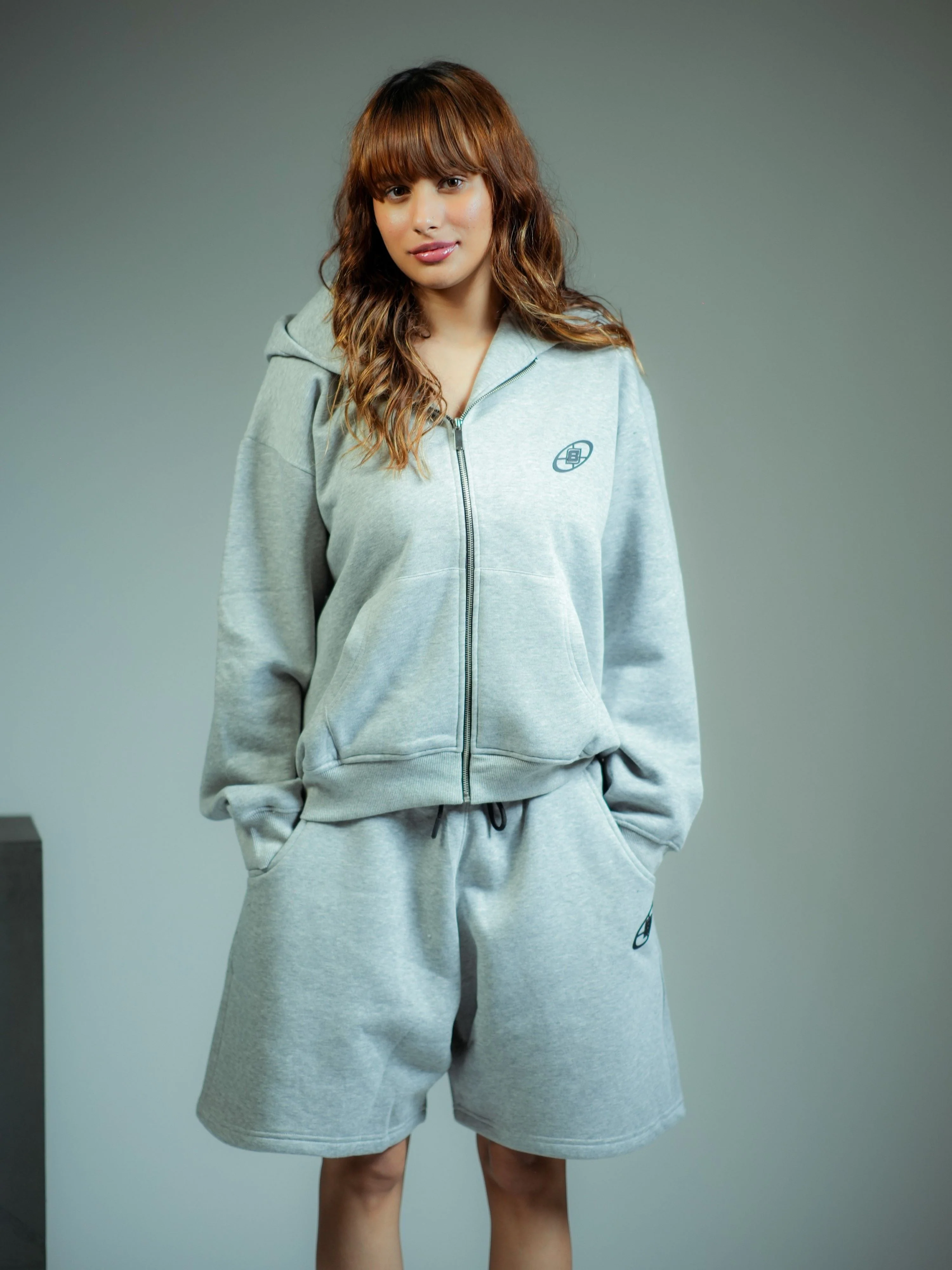 Melange Grey Adam set (Melbourne jacket + Adam shorts) For men and women - Image 2