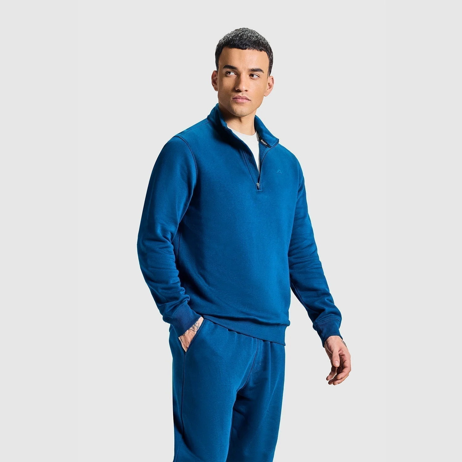 Men Sailor Blue Half Zipper Jacket - Image 2
