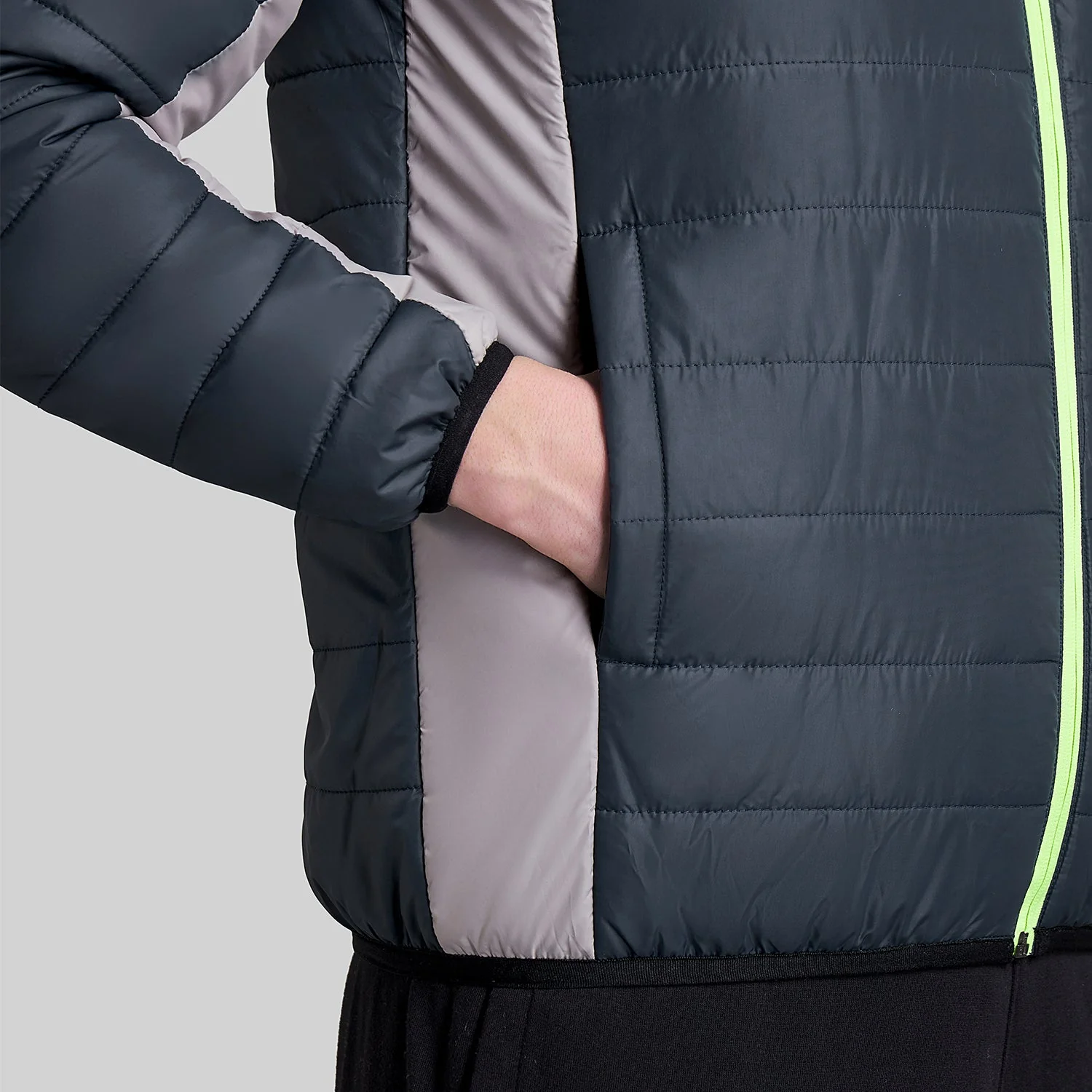 Mens Quilted Hooded Bomber Jacket - Navy - Image 4