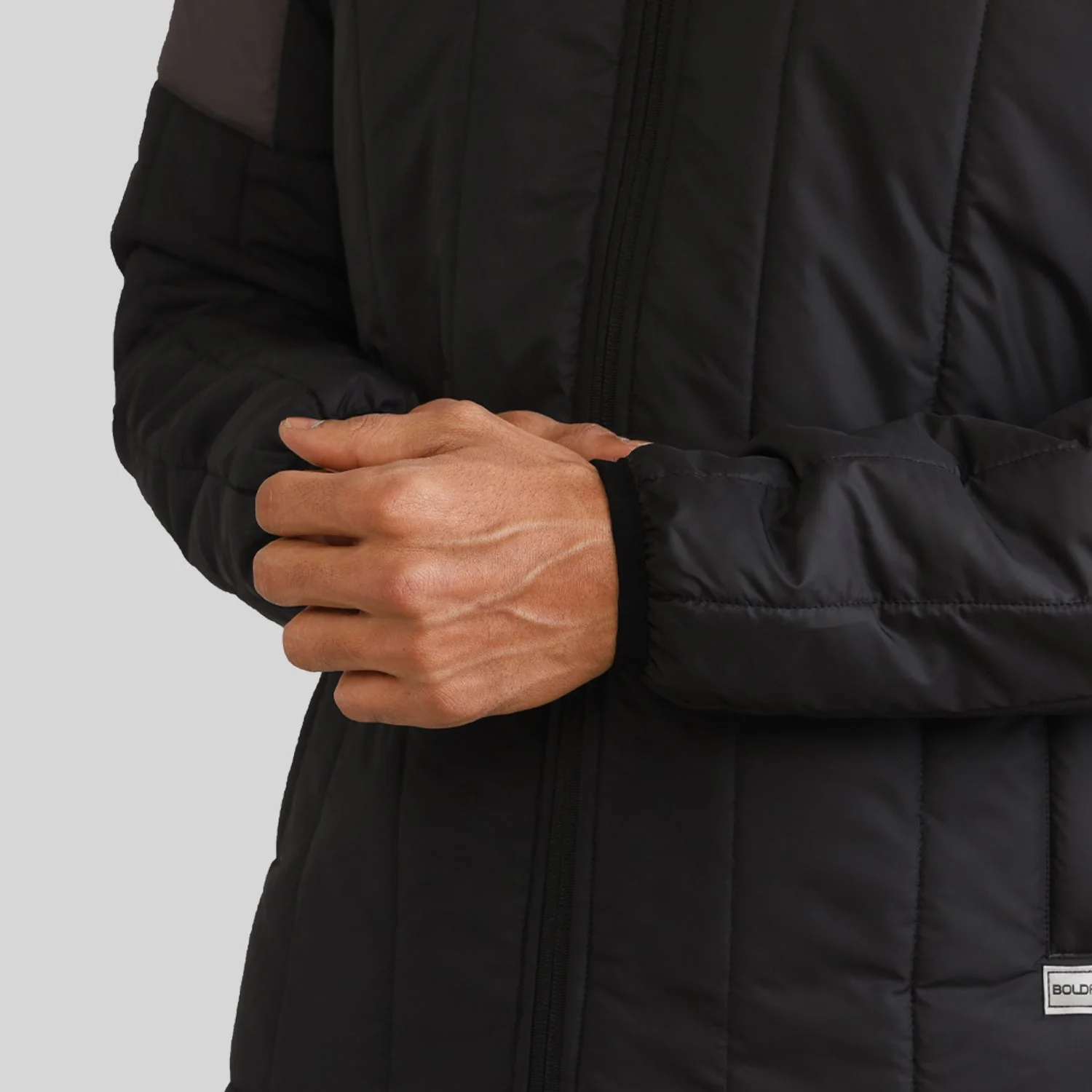 Mens Winter Bomber Jacket - Black/Grey - Image 3