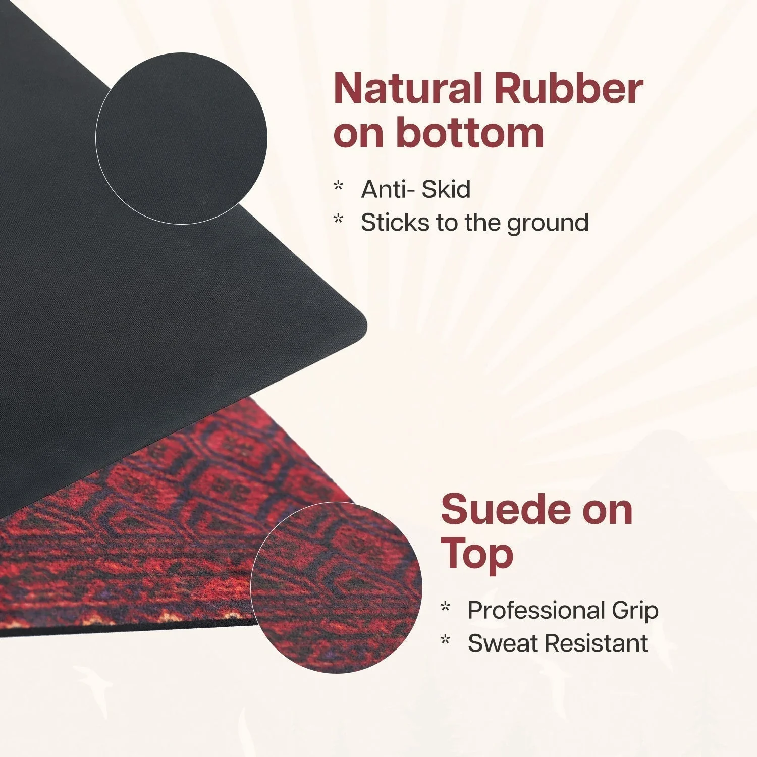 Microfiber & Natural Rubber Yoga Mat - 6mm - Image 11