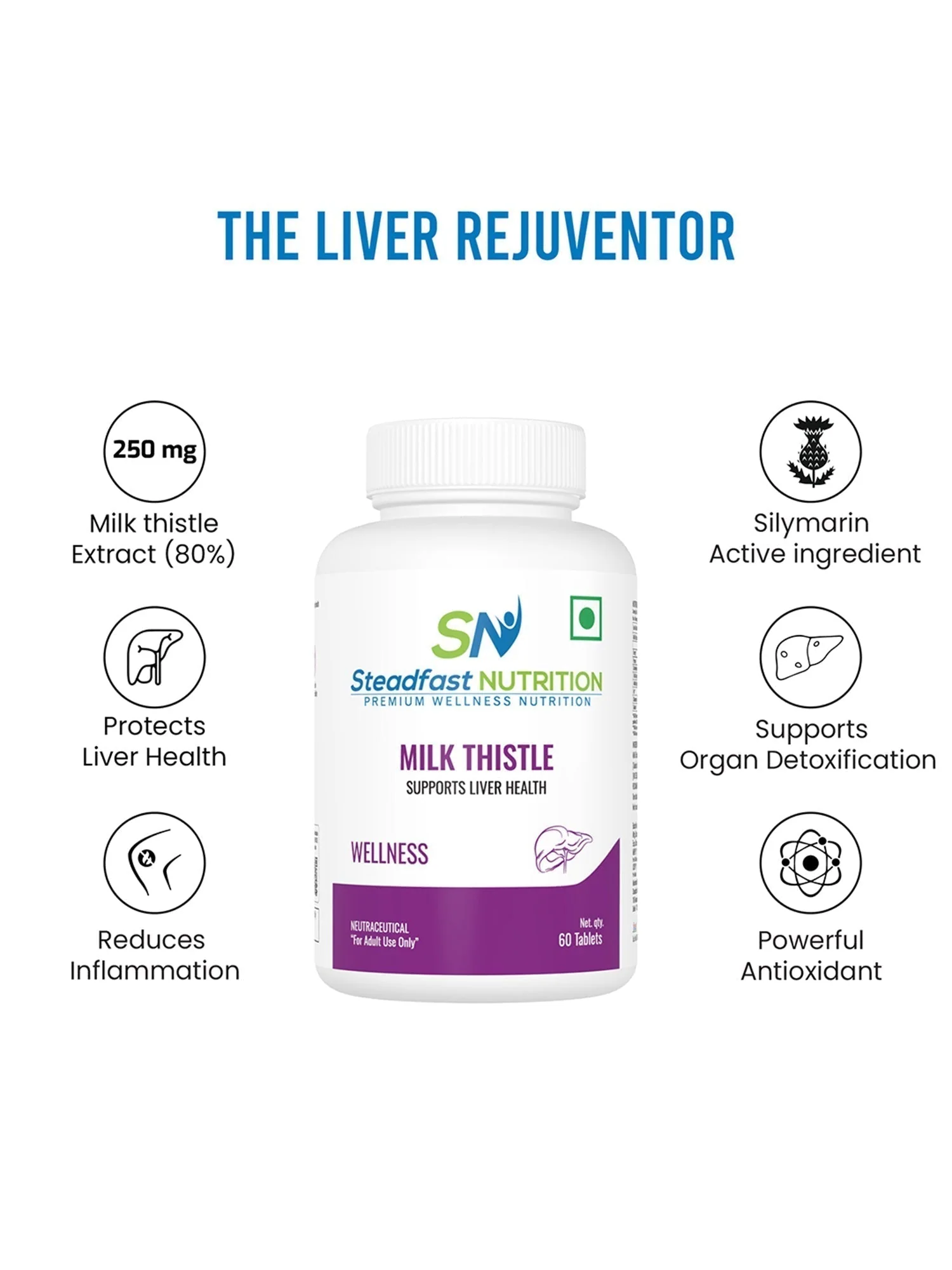 Milk Thistle Liver Detox Supplement for Men & Women 60 Tablets - Image 2