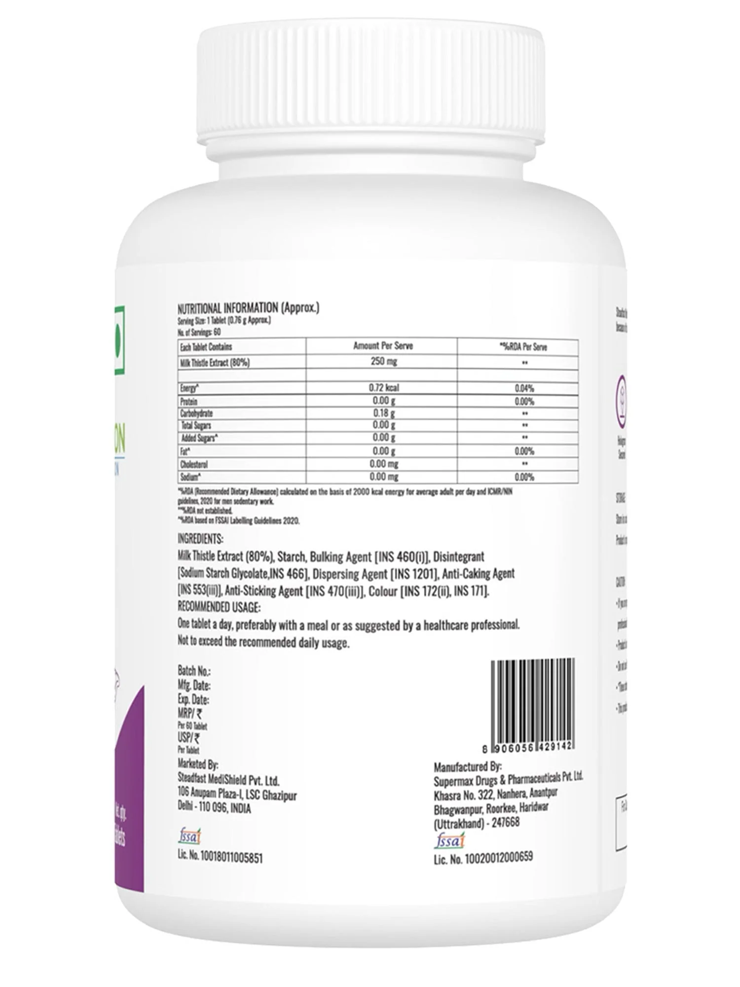 Milk Thistle Liver Detox Supplement for Men & Women 60 Tablets - Image 3