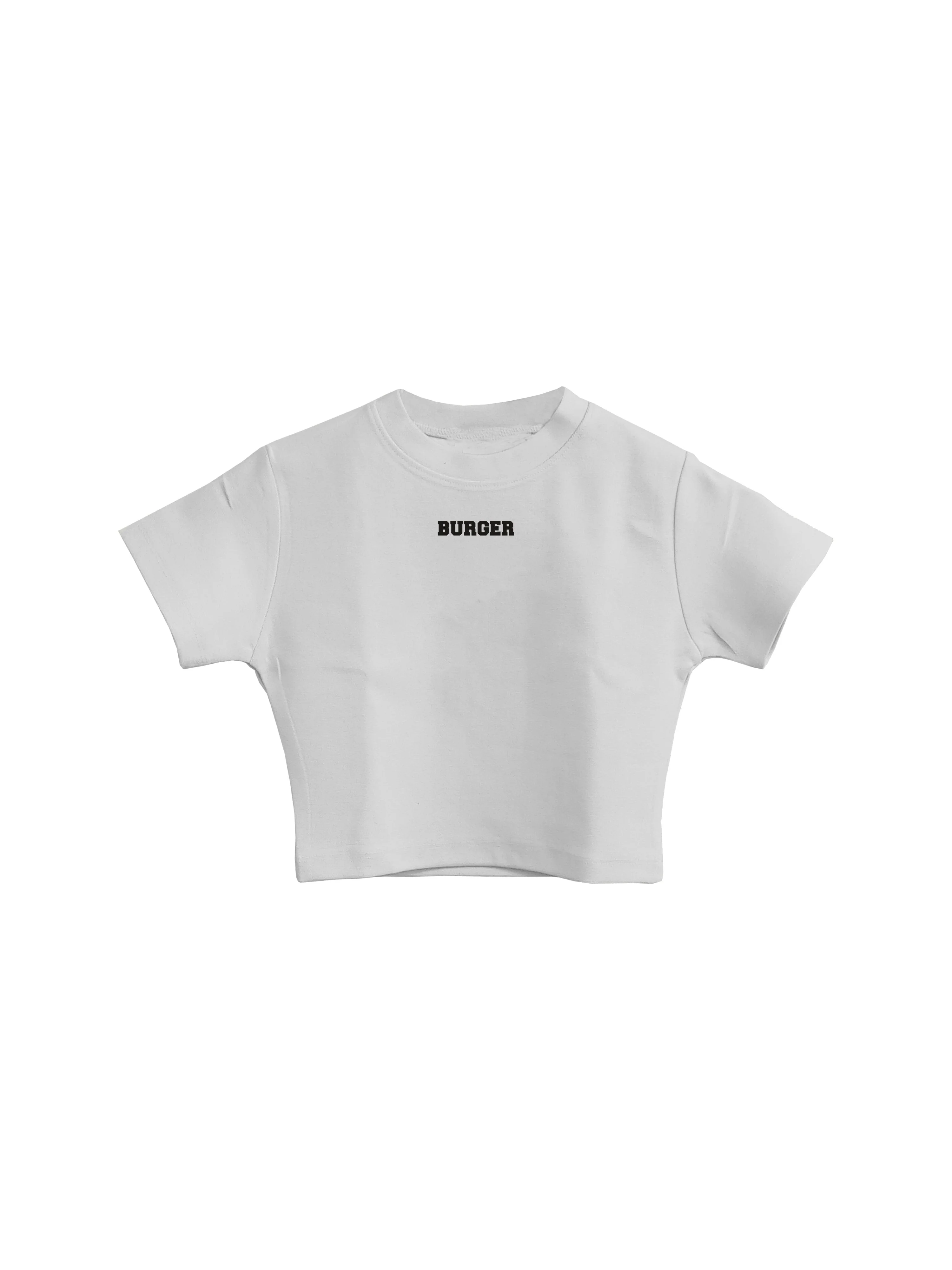 Minimal Burger logo : Round Neck Baby Tee for Women - Image 29
